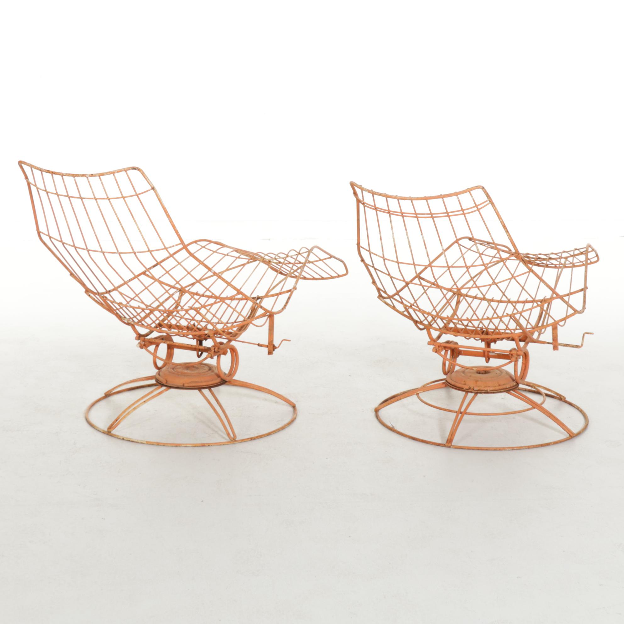 Mid Century Modern Wire Banana Lounge Chairs Including Homecrest "Siesta"