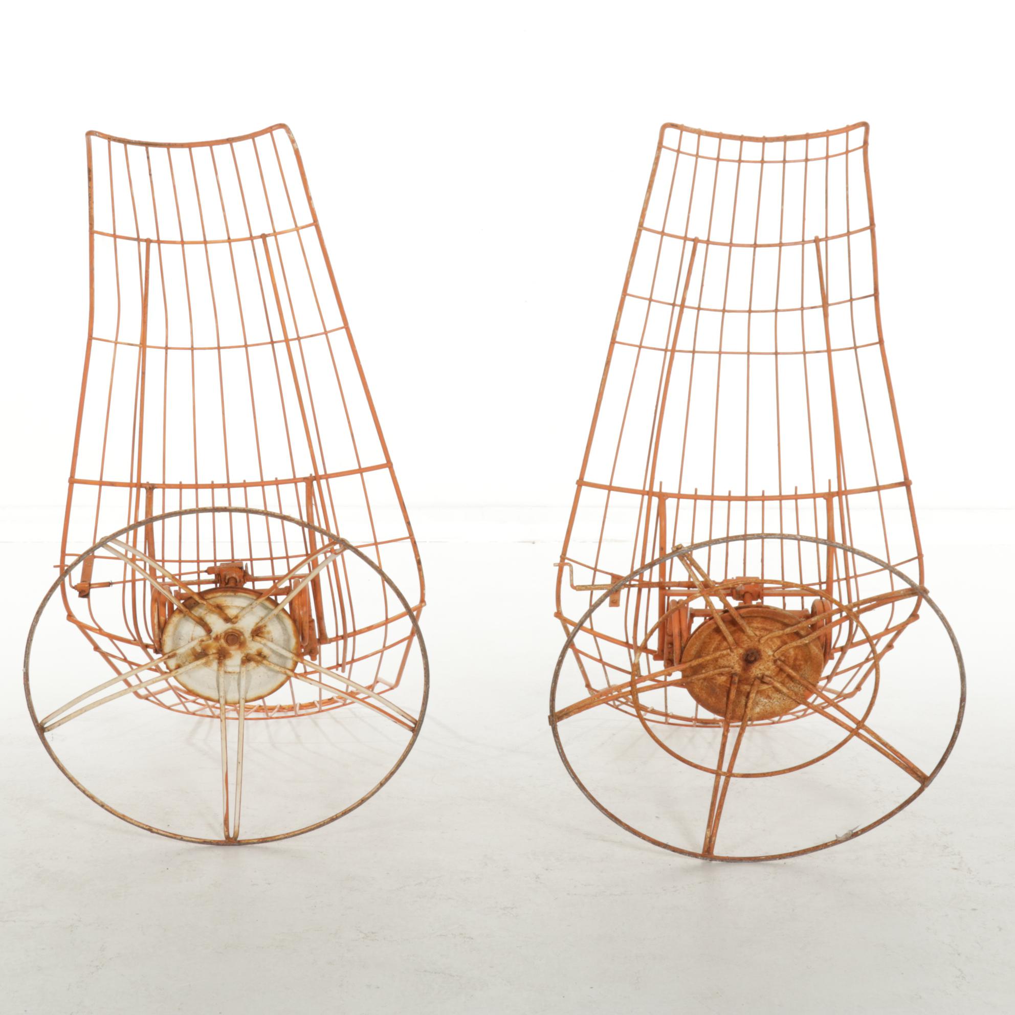 Mid Century Modern Wire Banana Lounge Chairs Including Homecrest "Siesta"