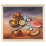 Still Life of Fruit Acrylic Painting, 1989