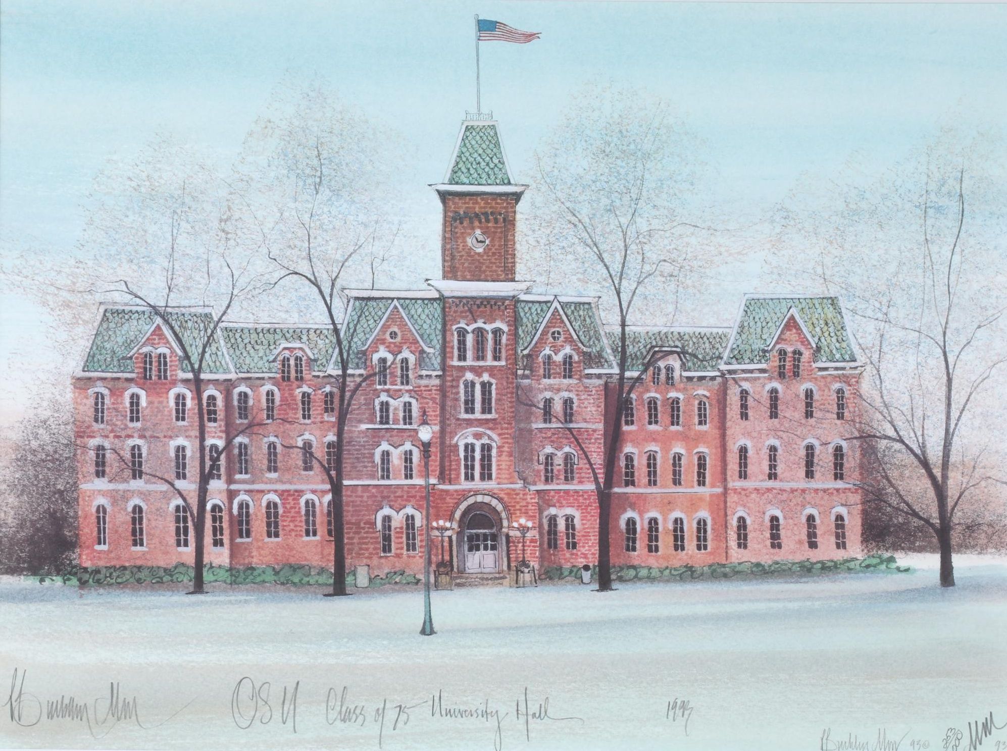 P. Buckley Moss Offset Lithograph "University Hall," 1999