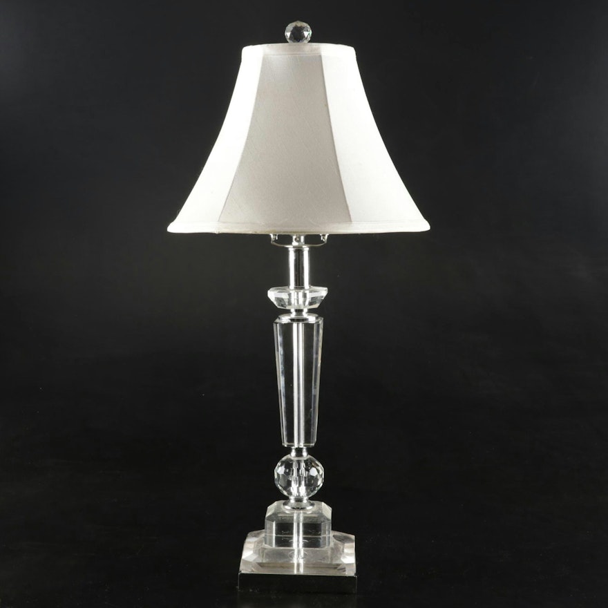 Hollywood Glam Table Lamp Featuring Chrome and Glass