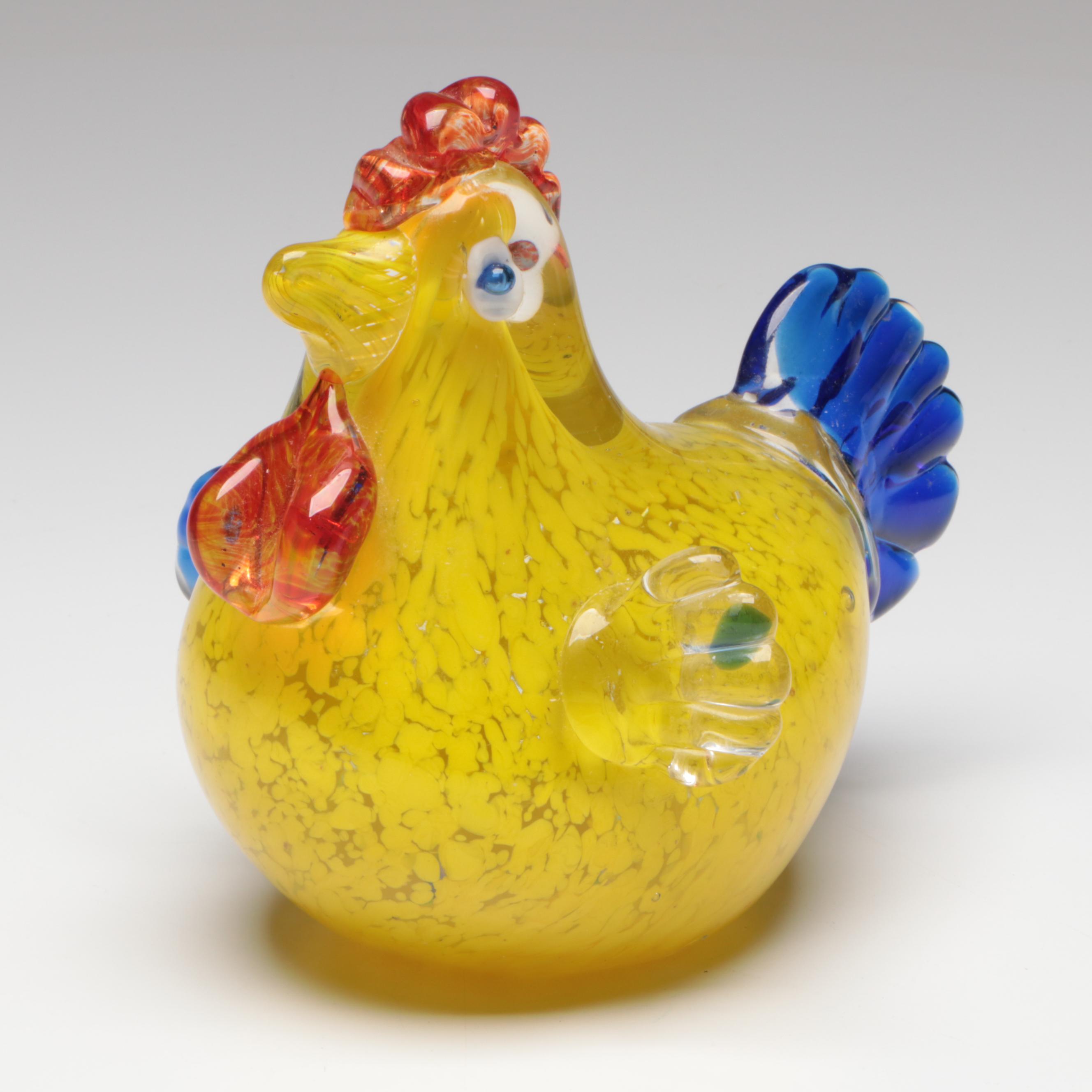Blown Art Glass Chicken Figurine