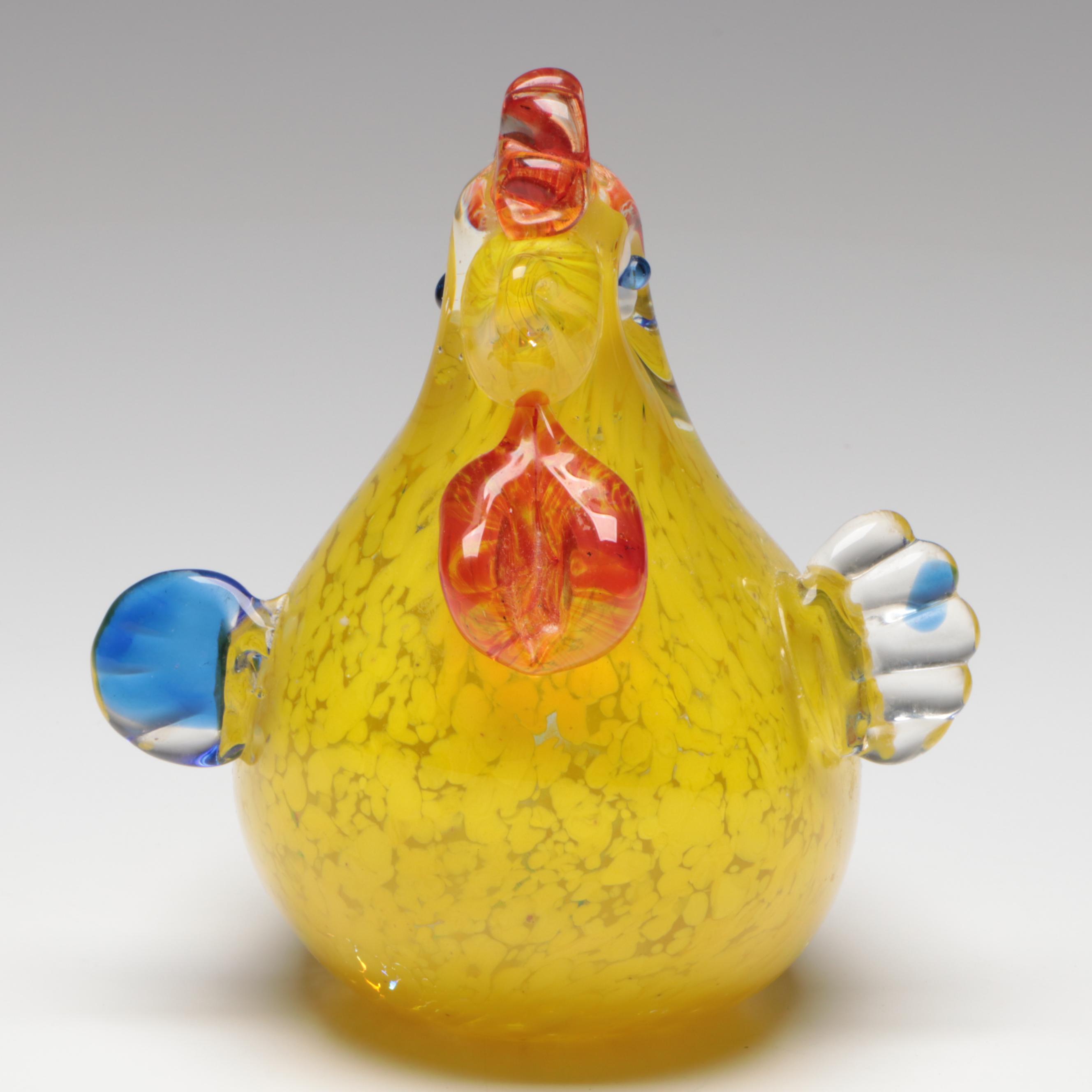 Blown Art Glass Chicken Figurine