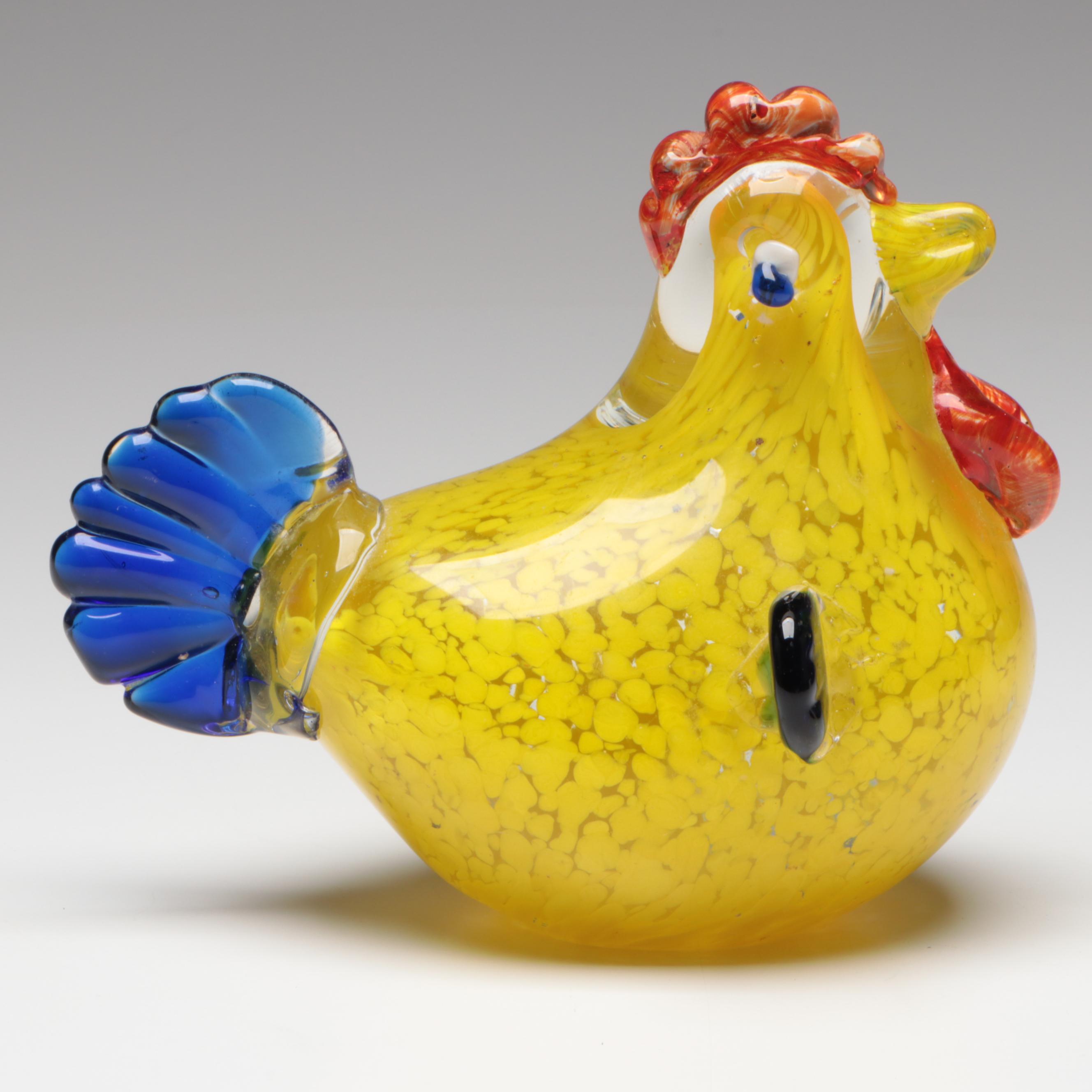 Blown Art Glass Chicken Figurine
