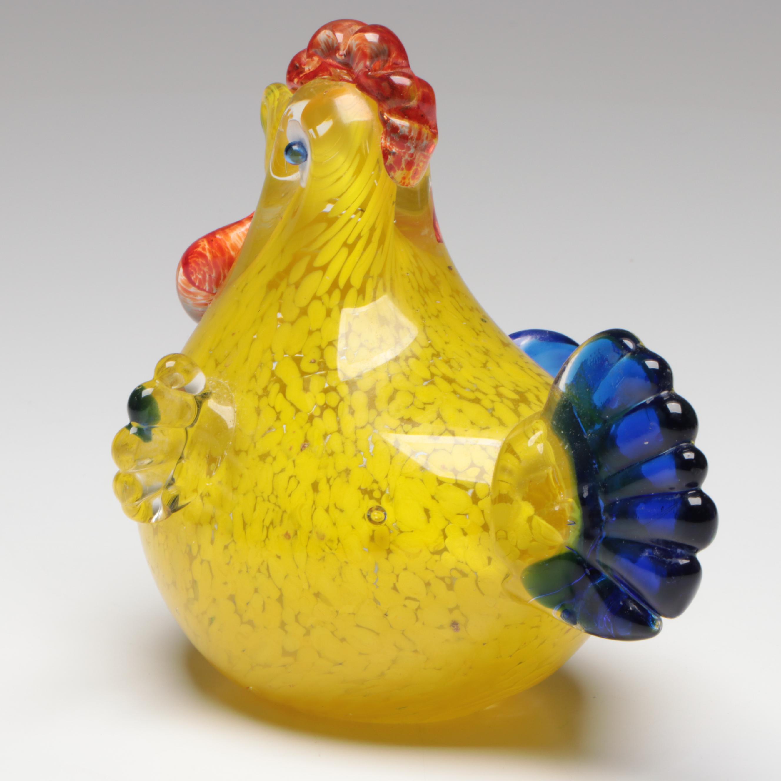 Blown Art Glass Chicken Figurine