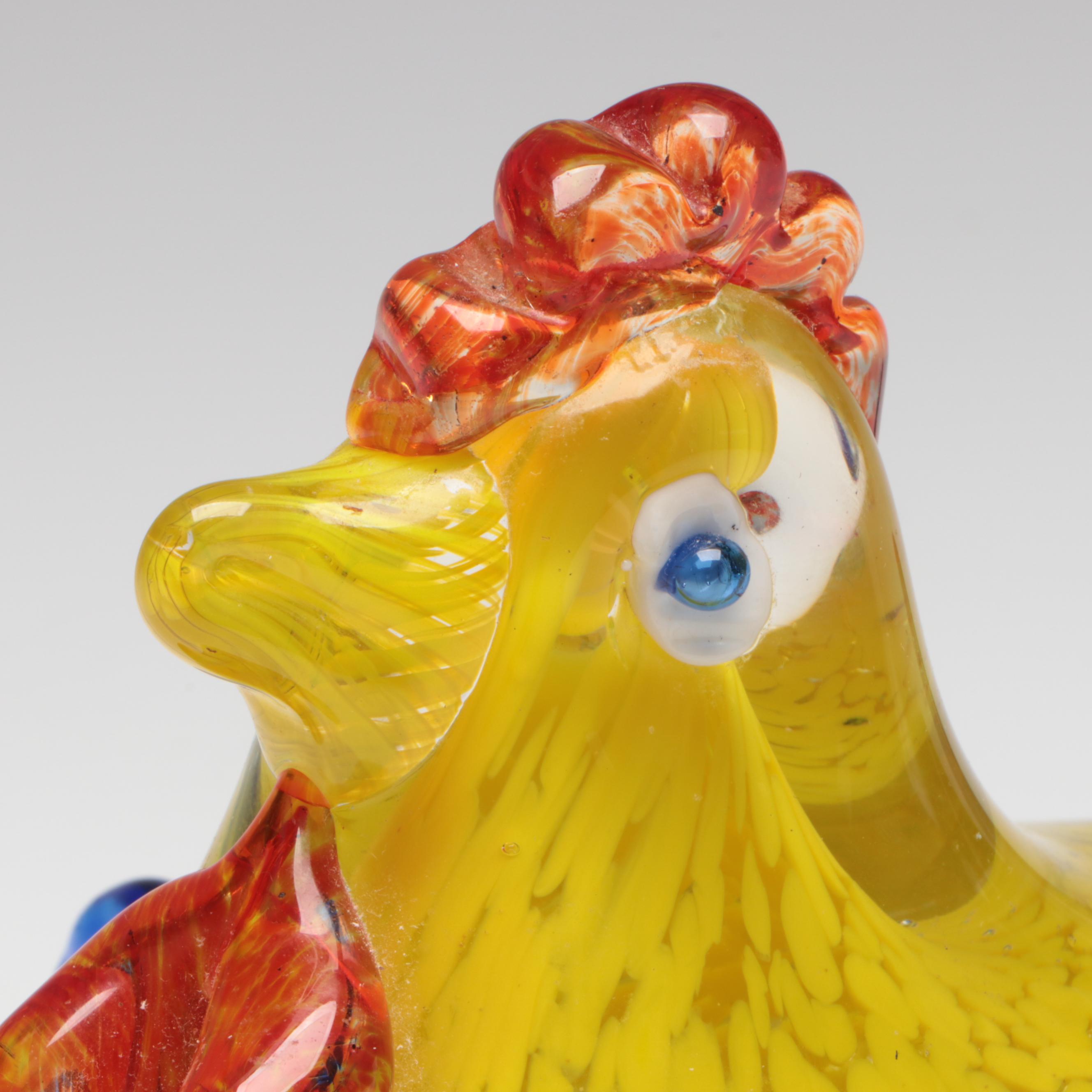 Blown Art Glass Chicken Figurine