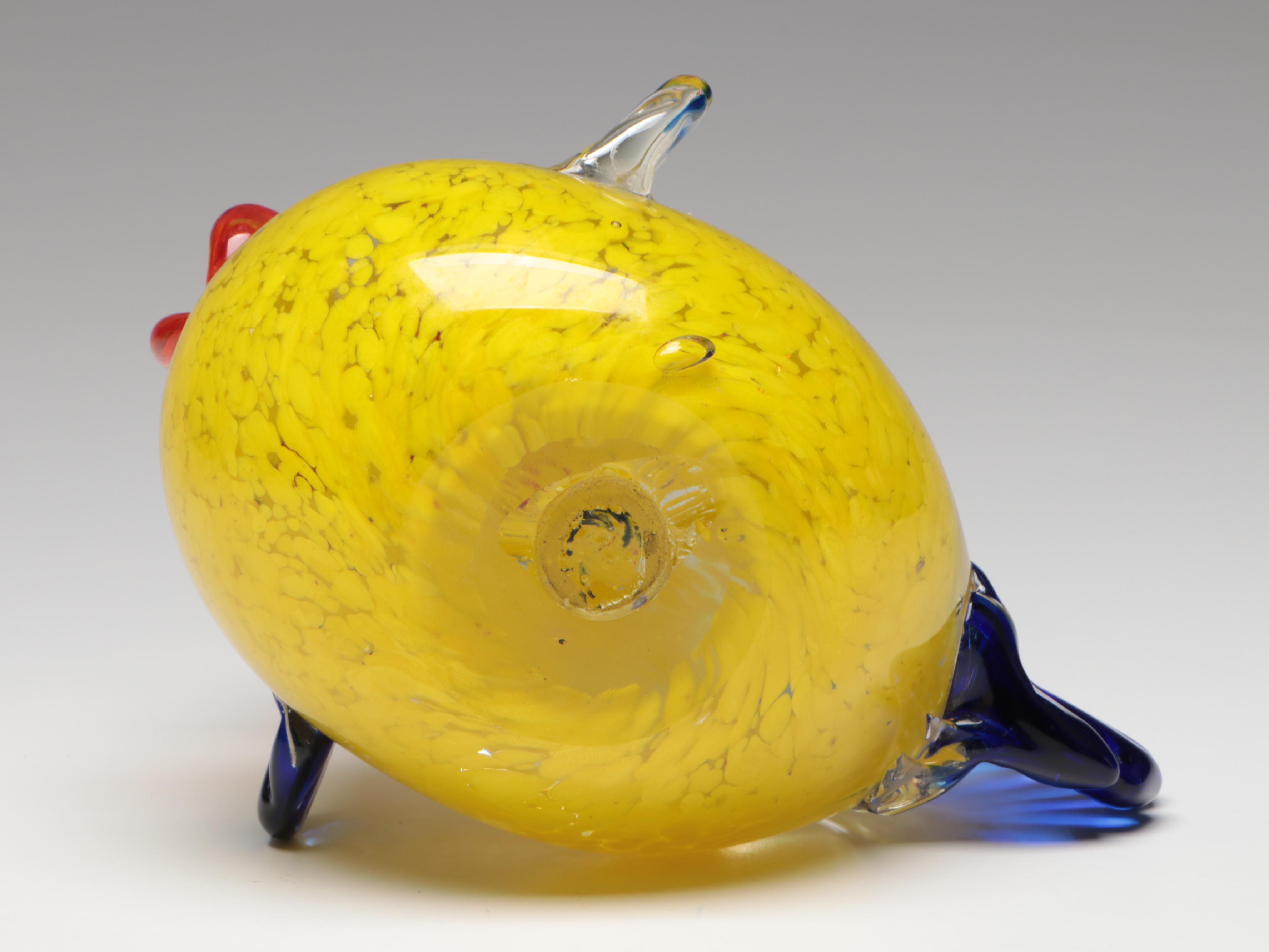 Blown Art Glass Chicken Figurine