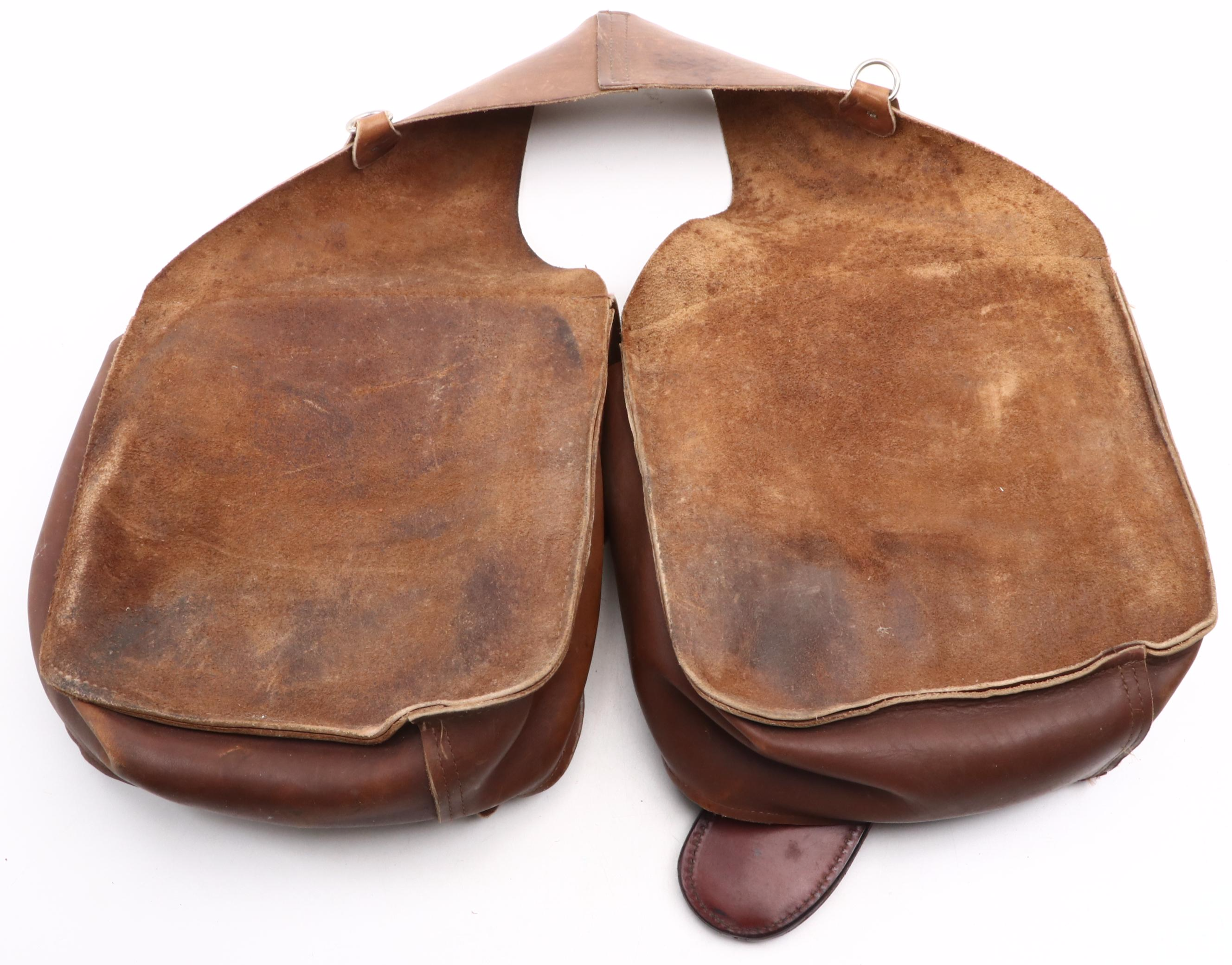 Leather Saddle Bags with Knife Sheath and Tool Holder