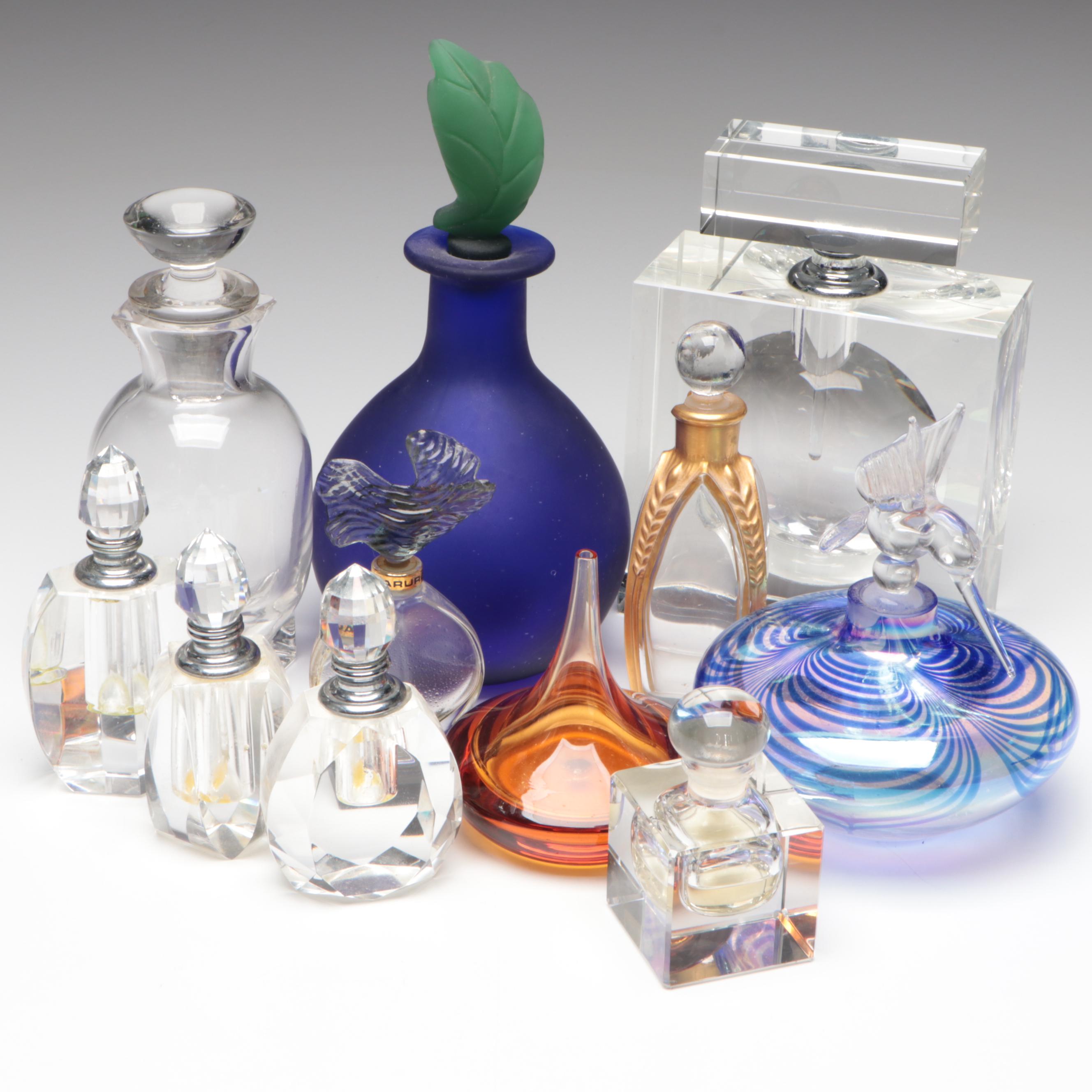 Guerlain "Parure" Glass Perfume Bottle with Other Glass Perfume Bottles