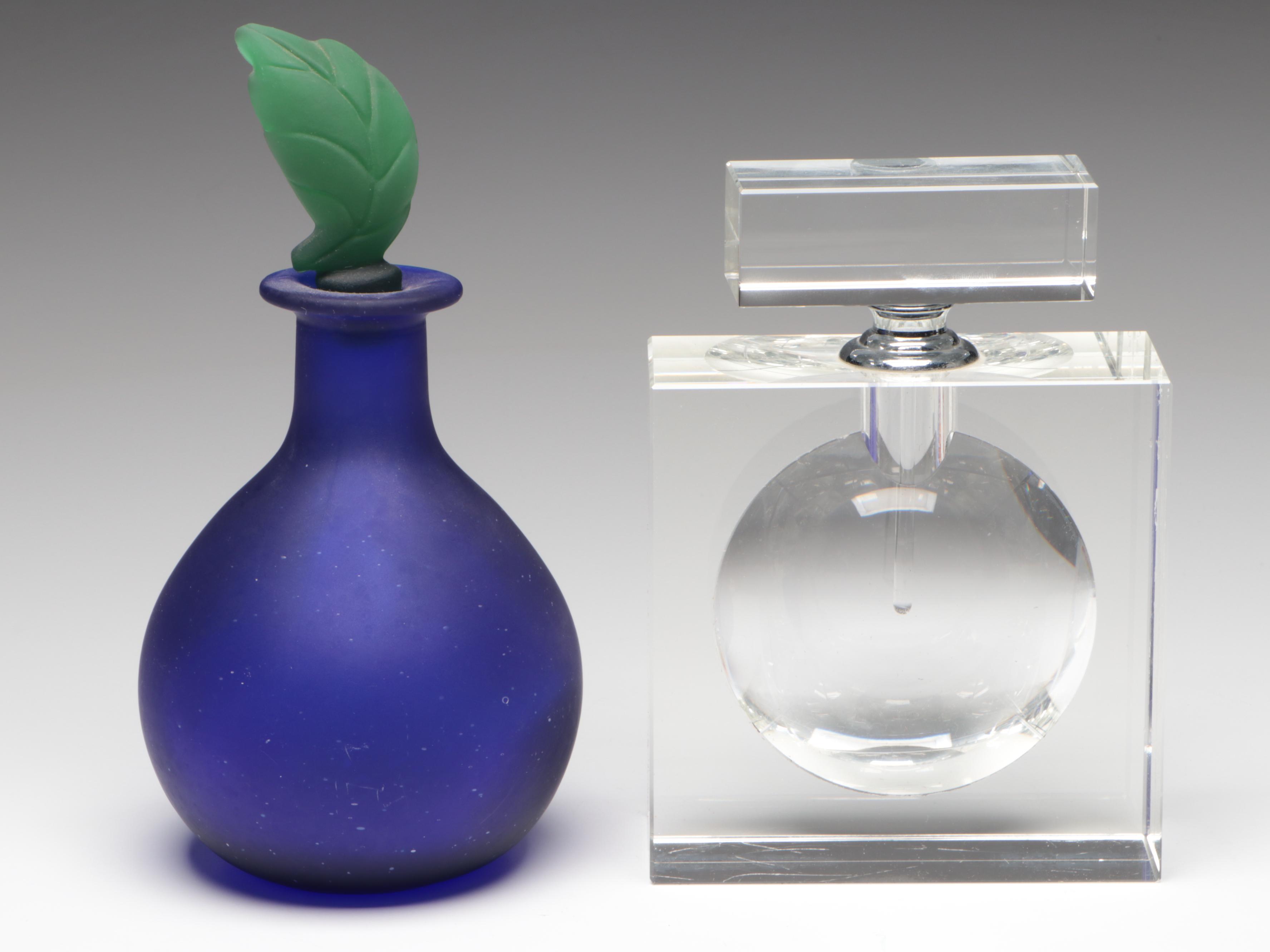 Guerlain "Parure" Glass Perfume Bottle with Other Glass Perfume Bottles