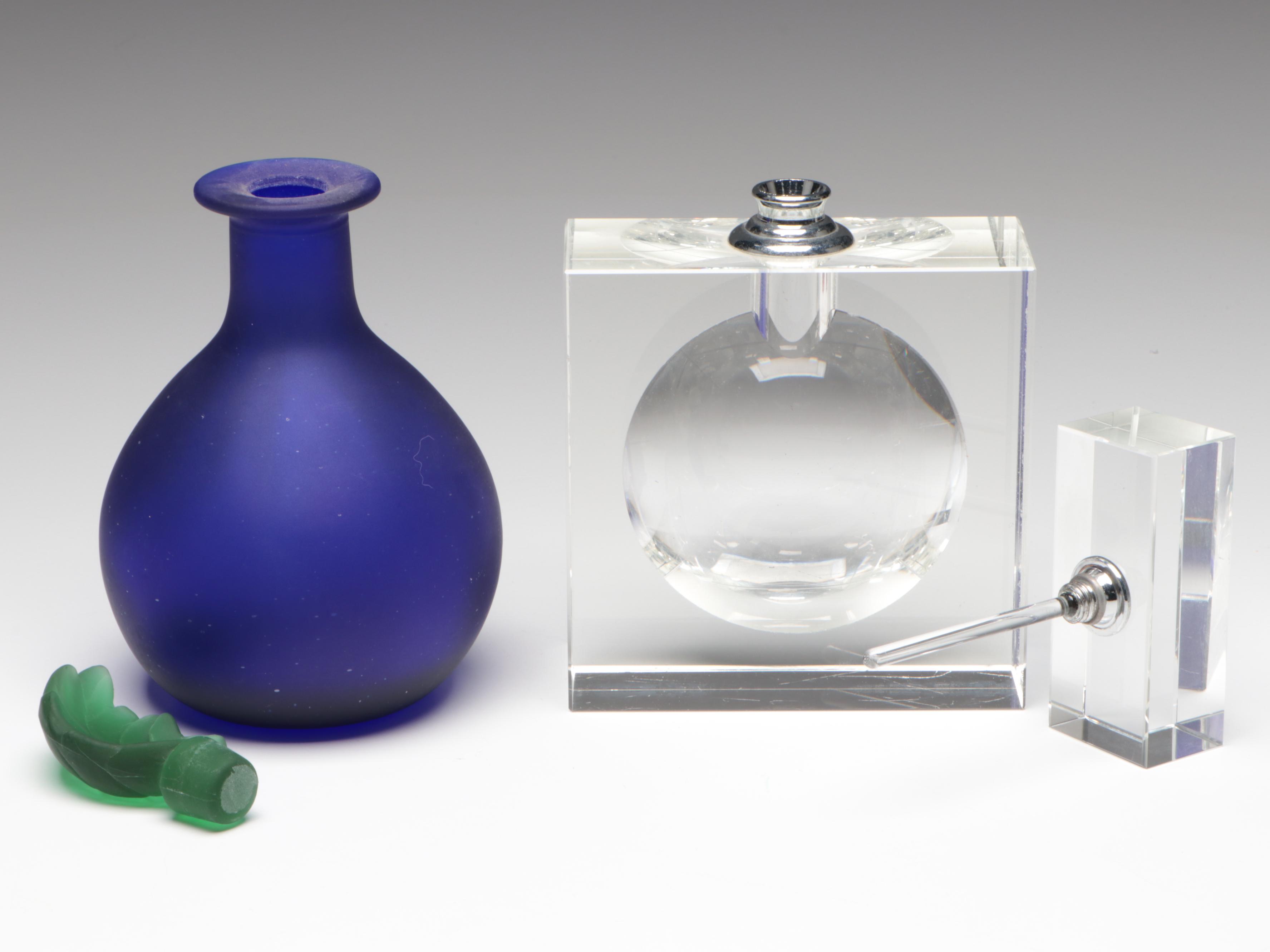 Guerlain "Parure" Glass Perfume Bottle with Other Glass Perfume Bottles