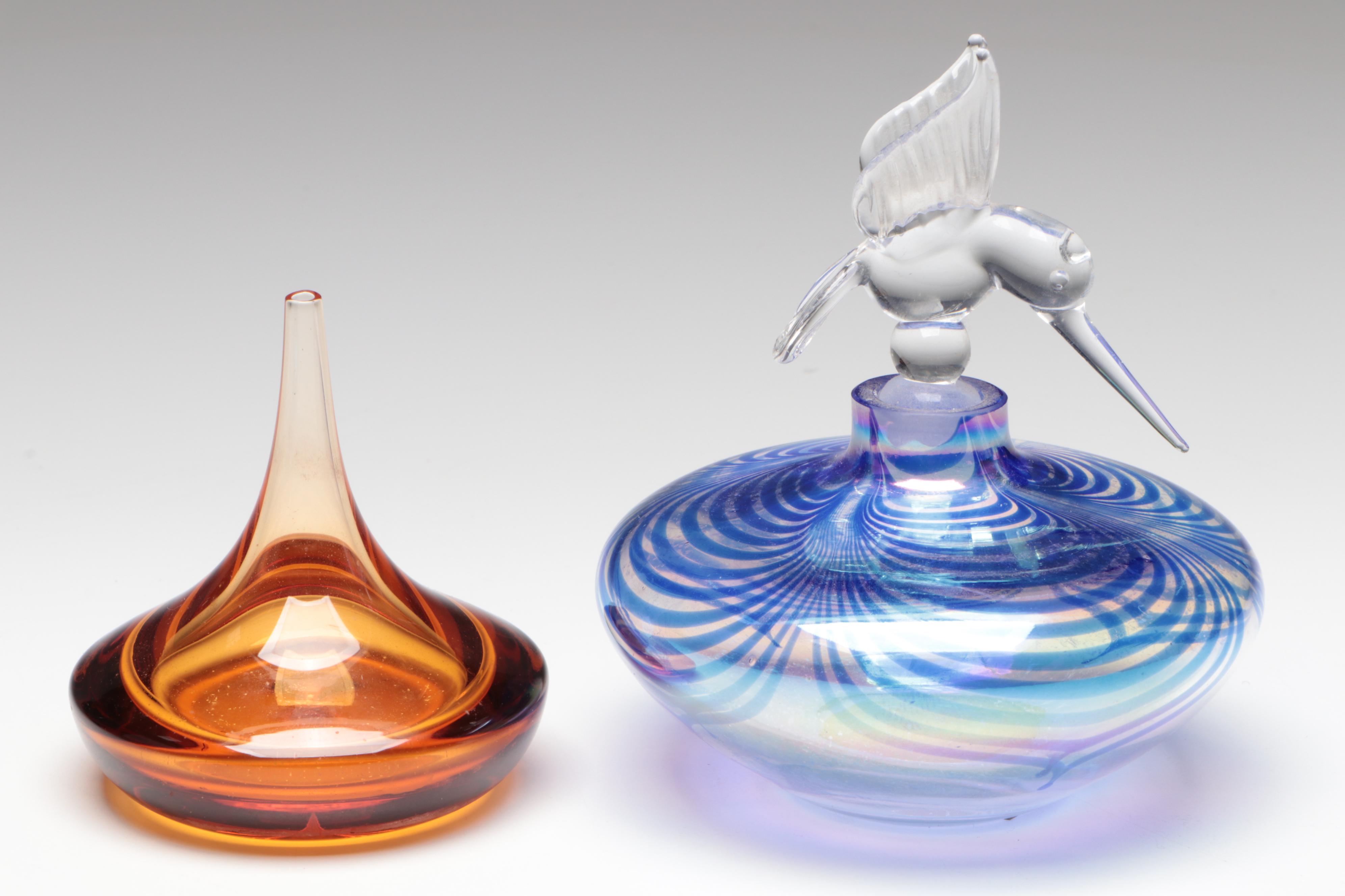 Guerlain "Parure" Glass Perfume Bottle with Other Glass Perfume Bottles