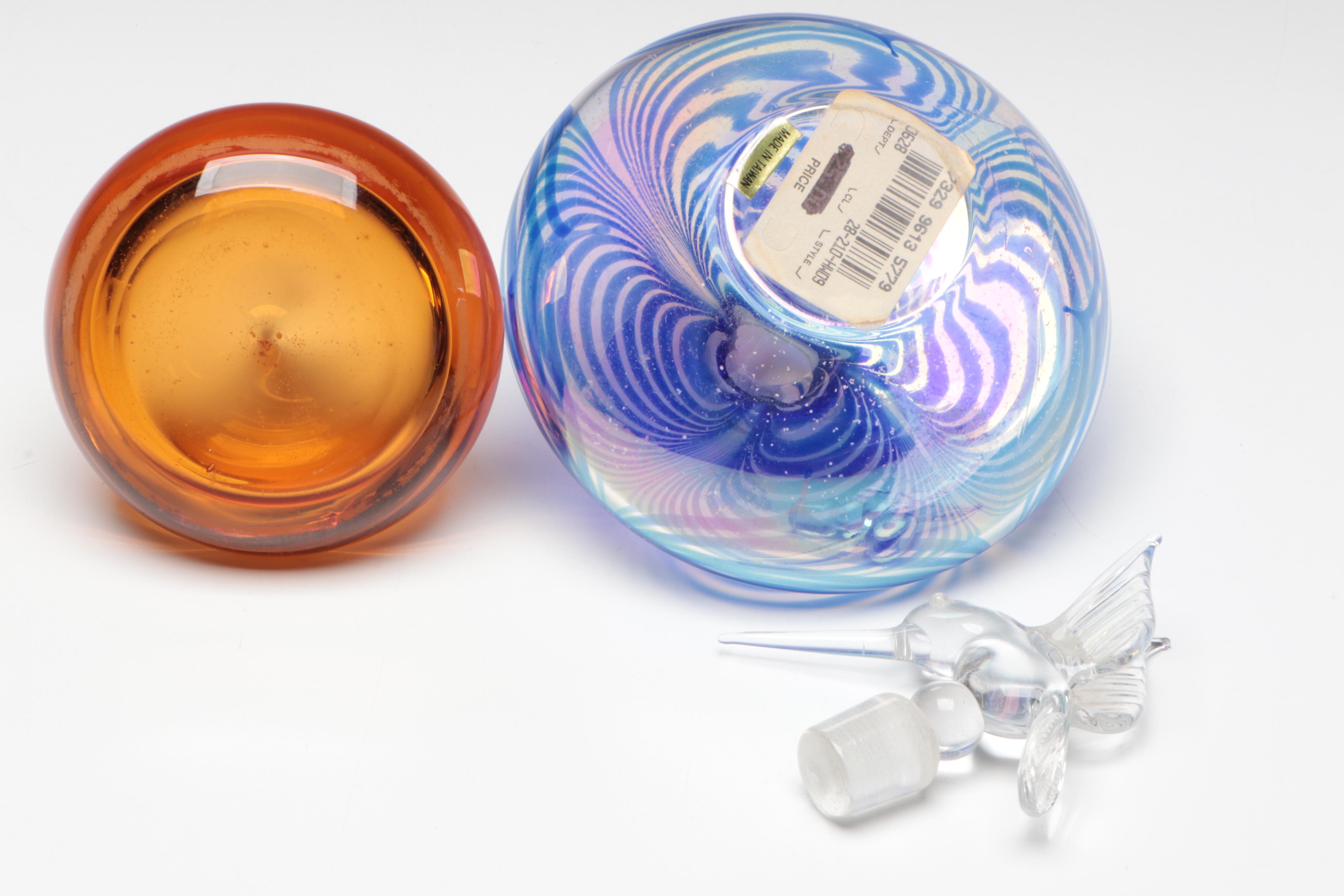 Guerlain "Parure" Glass Perfume Bottle with Other Glass Perfume Bottles