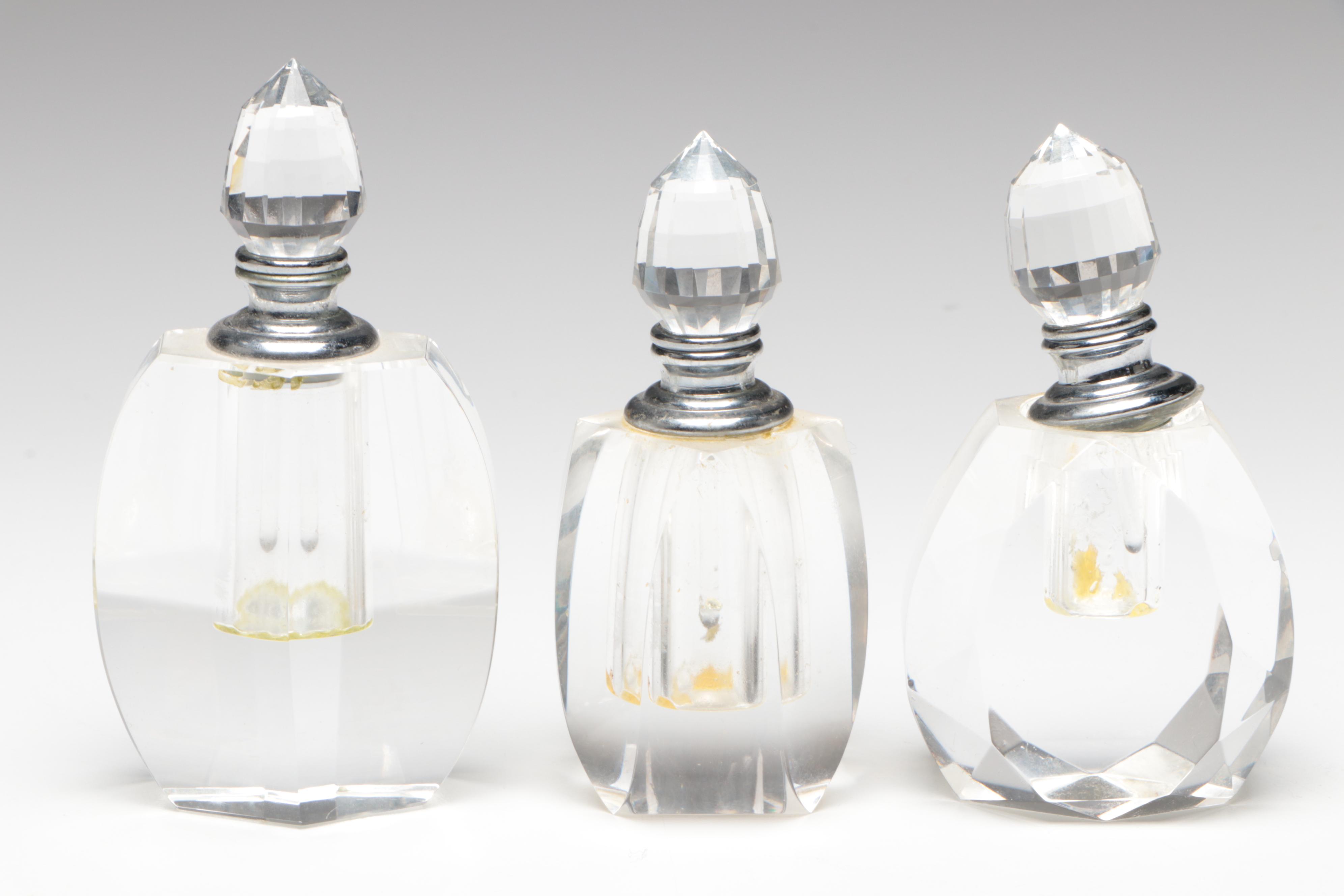 Guerlain "Parure" Glass Perfume Bottle with Other Glass Perfume Bottles