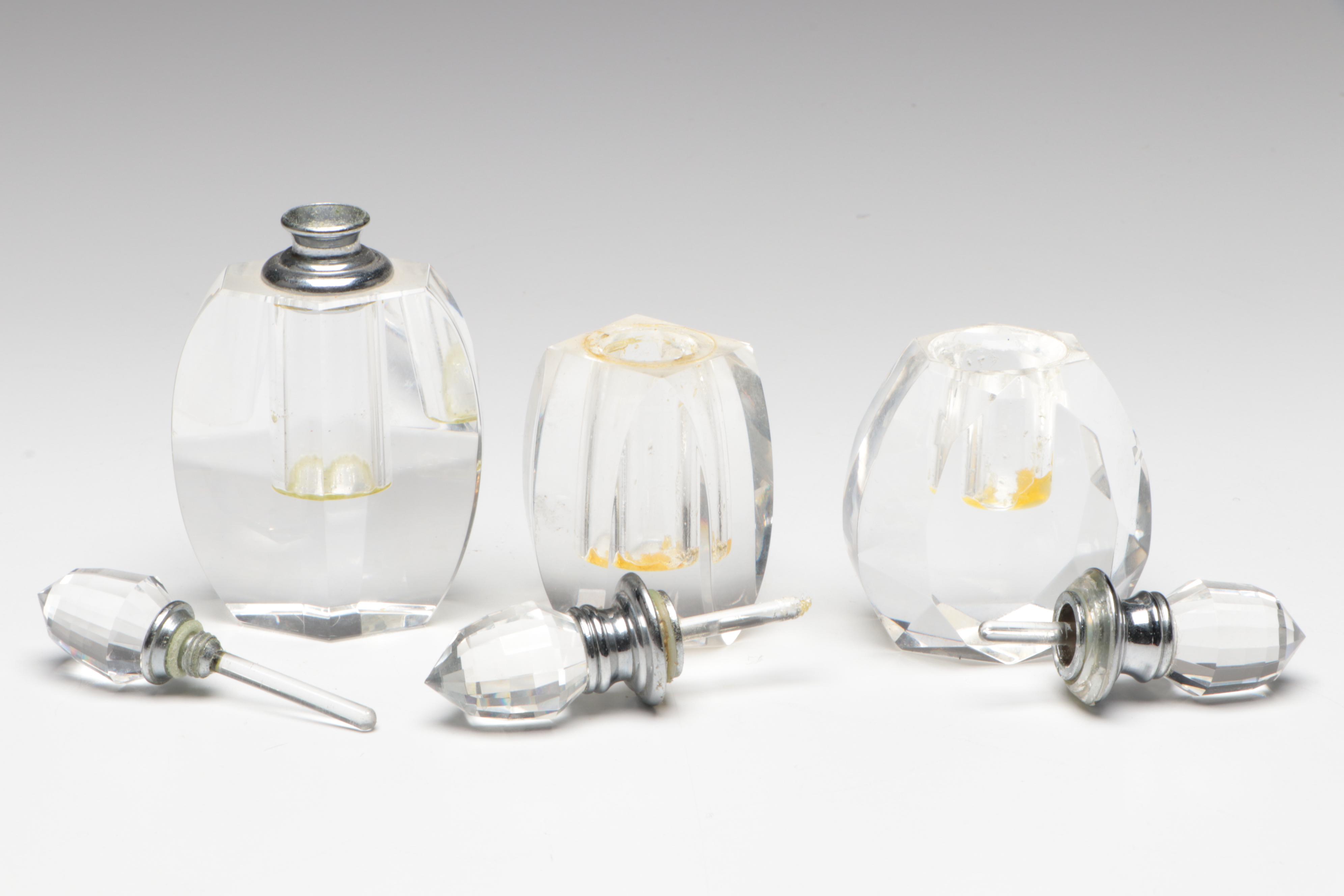 Guerlain "Parure" Glass Perfume Bottle with Other Glass Perfume Bottles