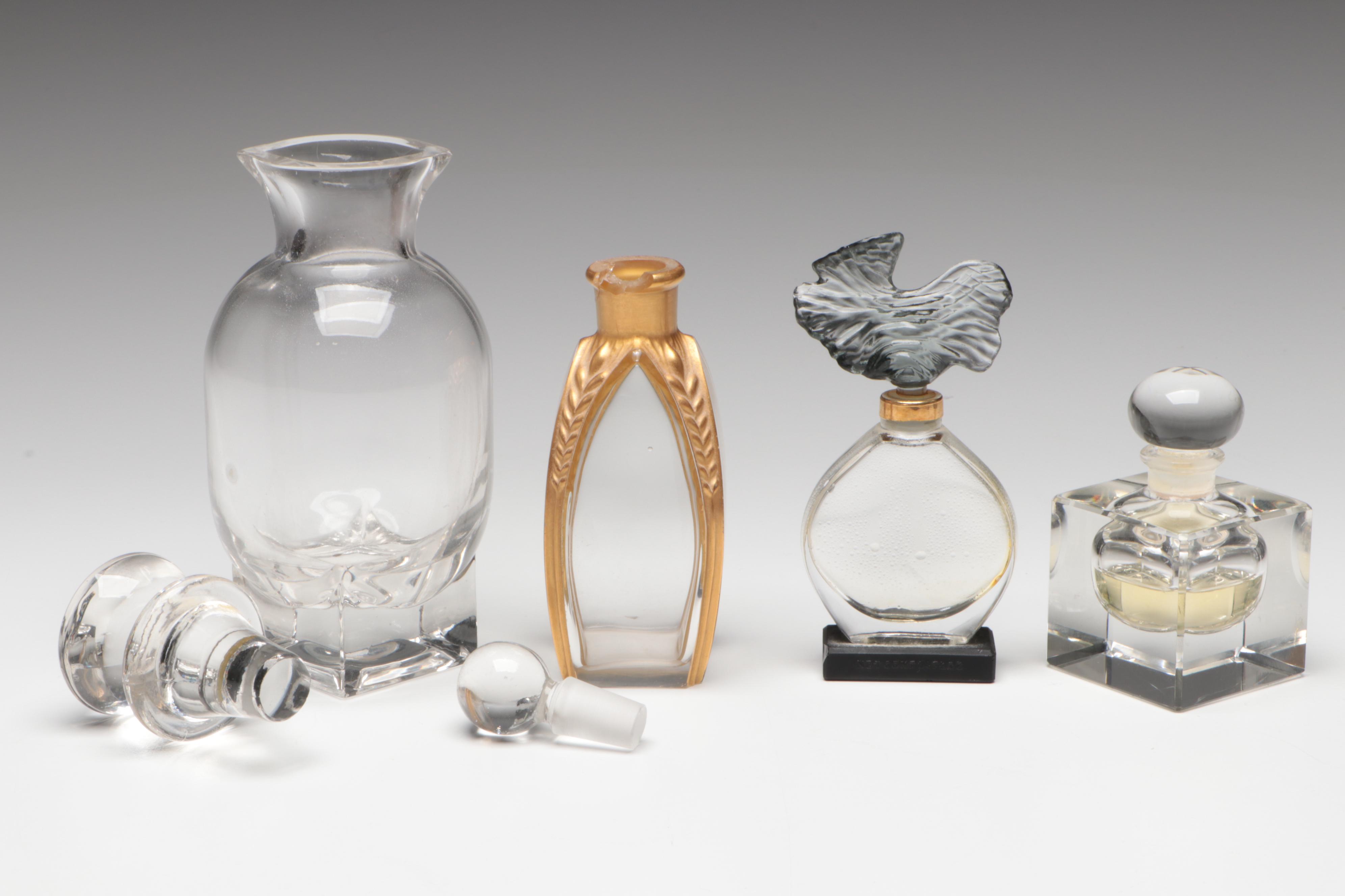 Guerlain "Parure" Glass Perfume Bottle with Other Glass Perfume Bottles