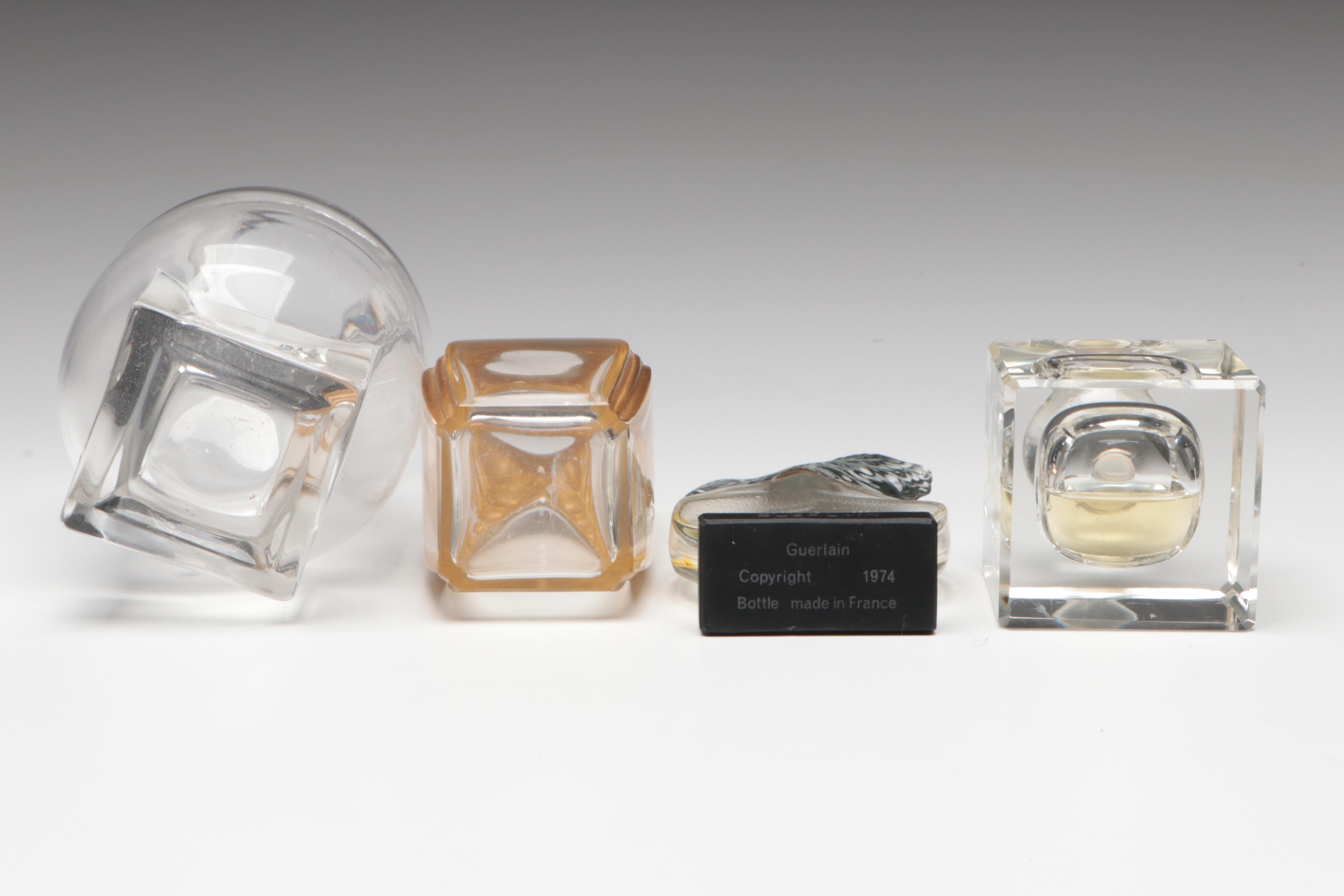 Guerlain "Parure" Glass Perfume Bottle with Other Glass Perfume Bottles