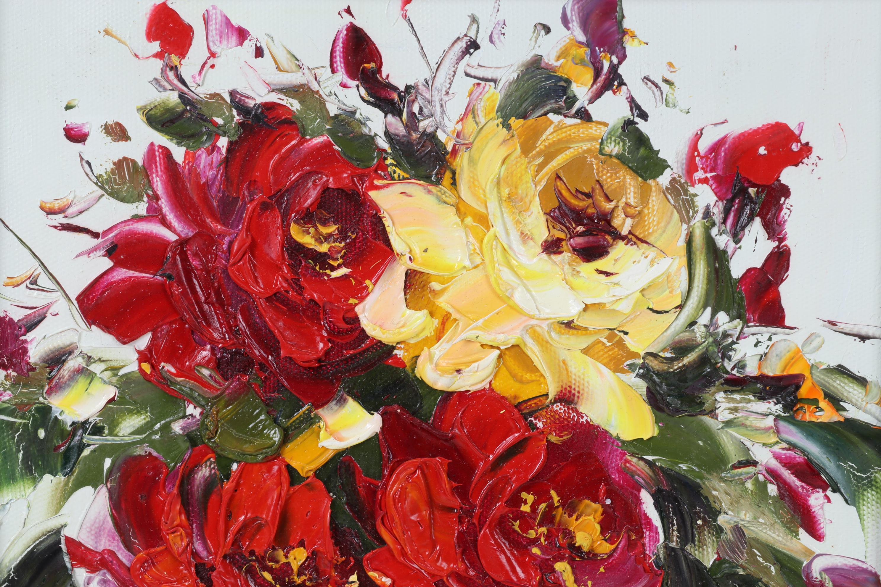 Floral Still Life Acrylic Impasto Painting