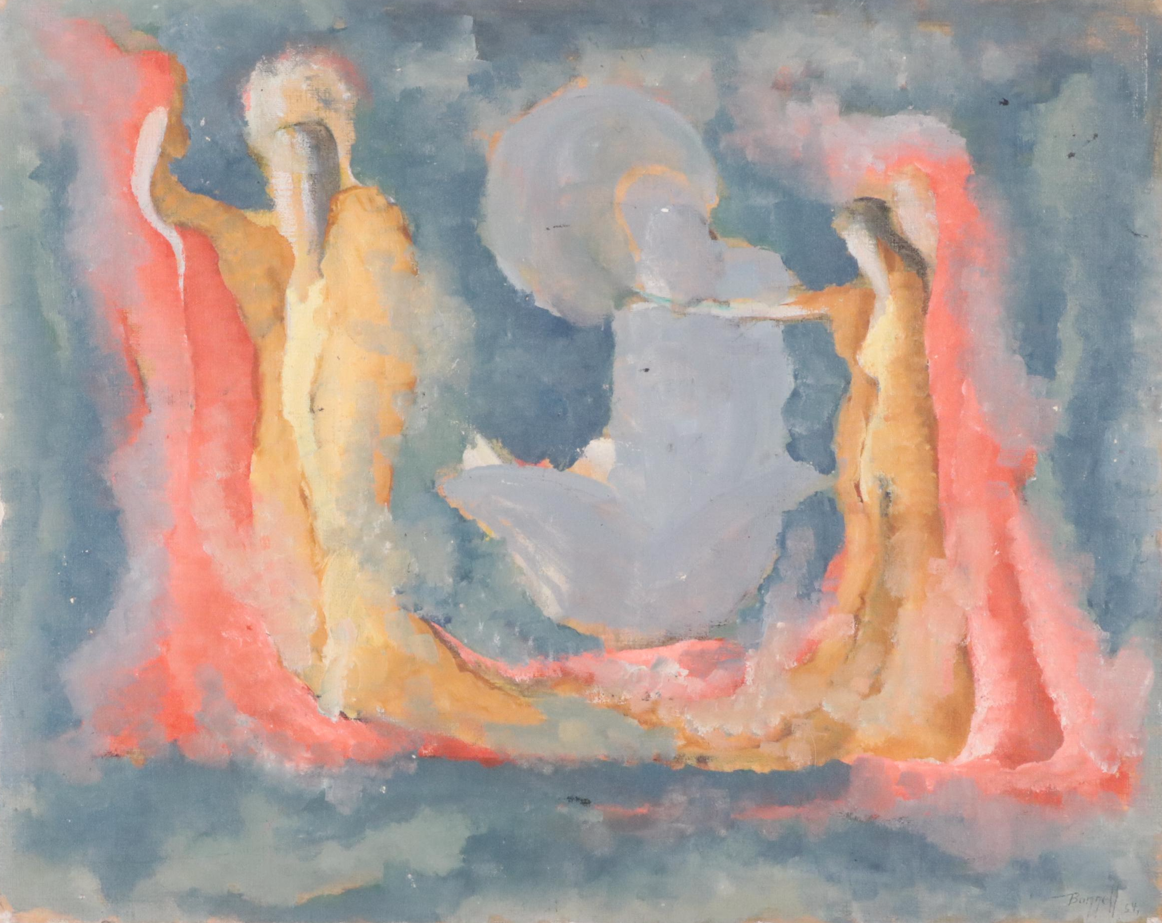 Charles Ragland Bunnell Modern Figural Oil Painting, 1954