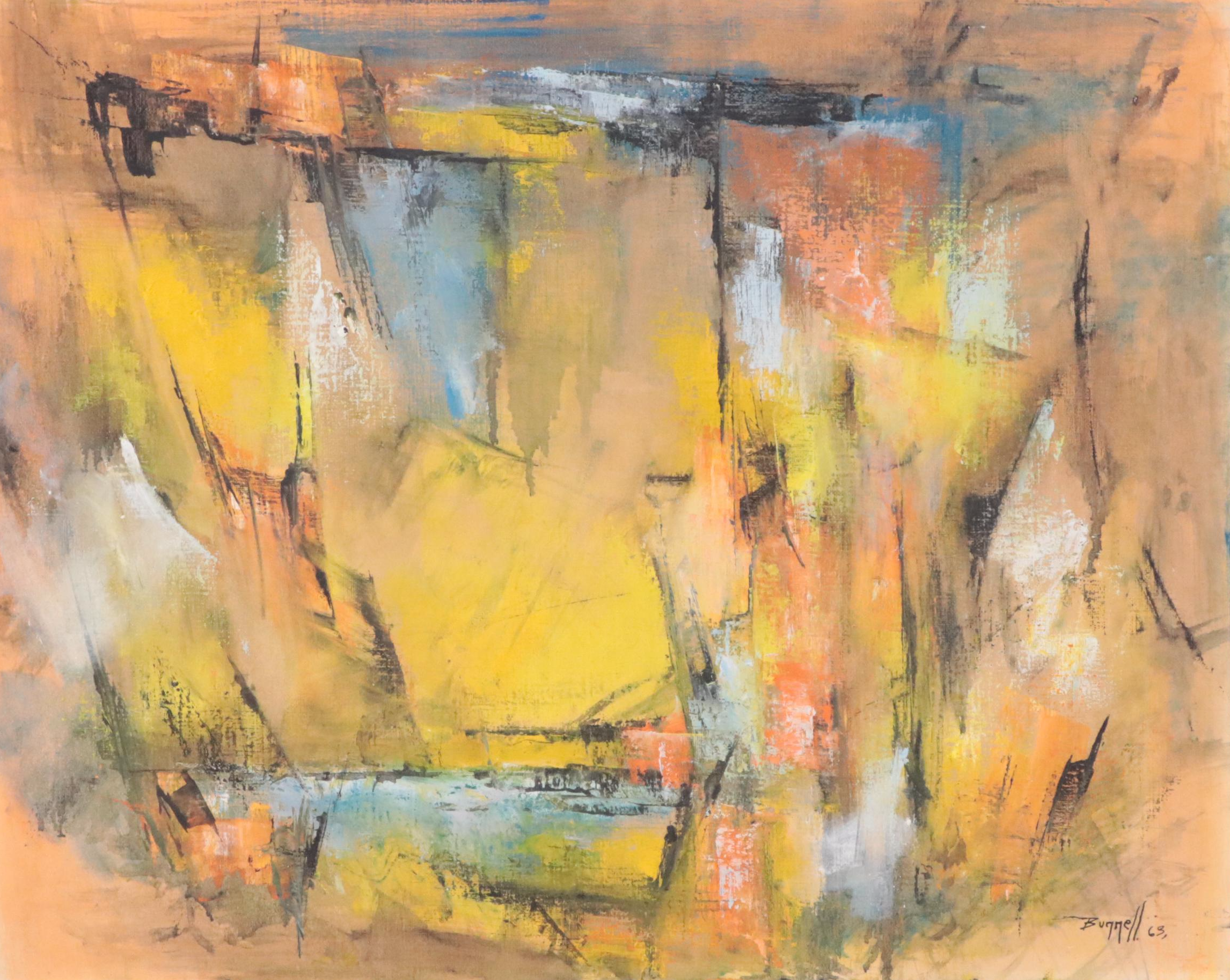 Charles Ragland Bunnell Abstract Expressionist Oil Painting, 1963