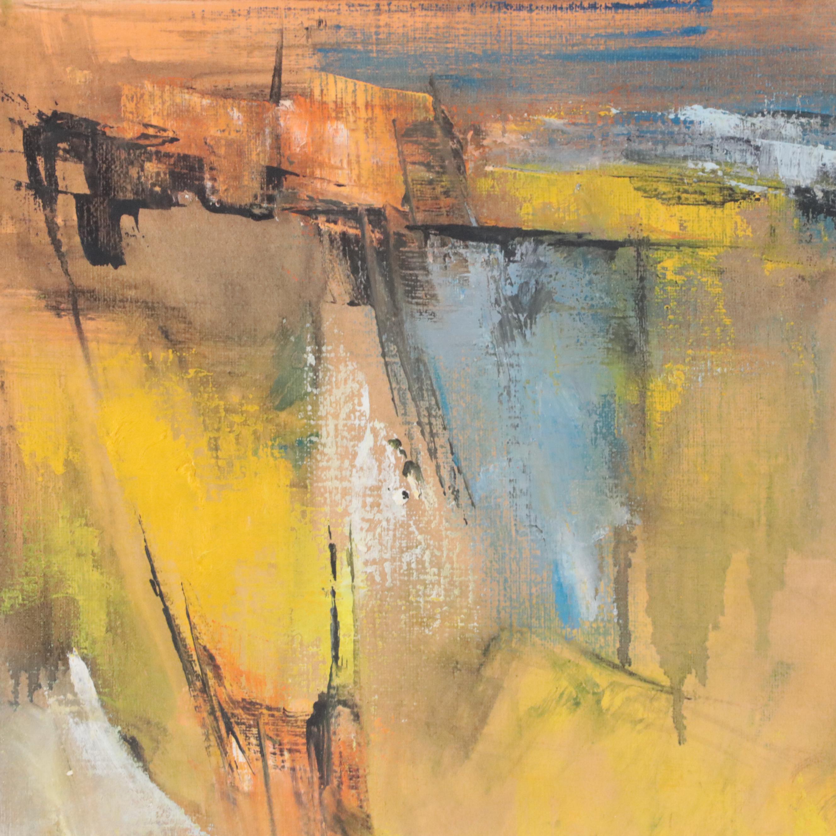 Charles Ragland Bunnell Abstract Expressionist Oil Painting, 1963