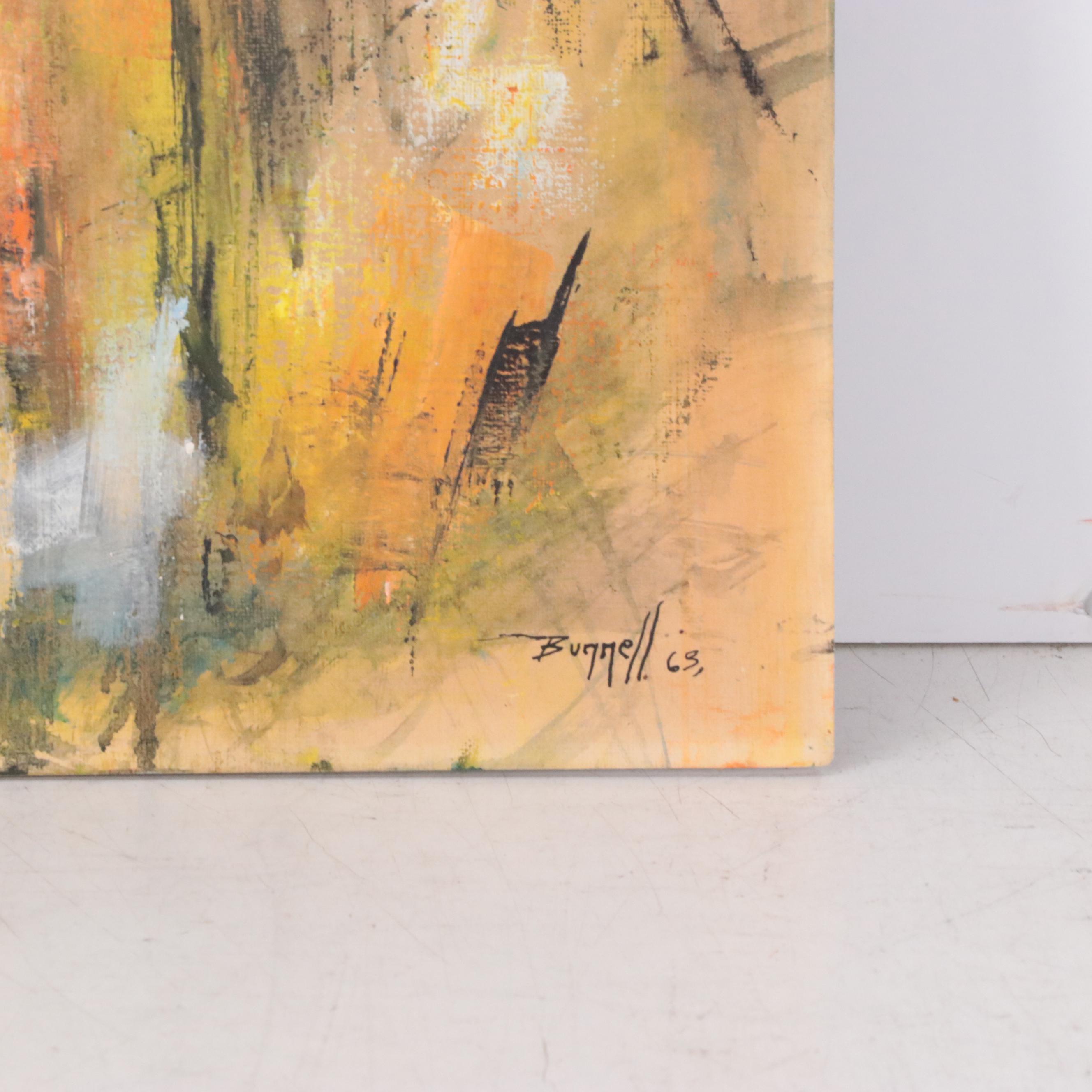 Charles Ragland Bunnell Abstract Expressionist Oil Painting, 1963