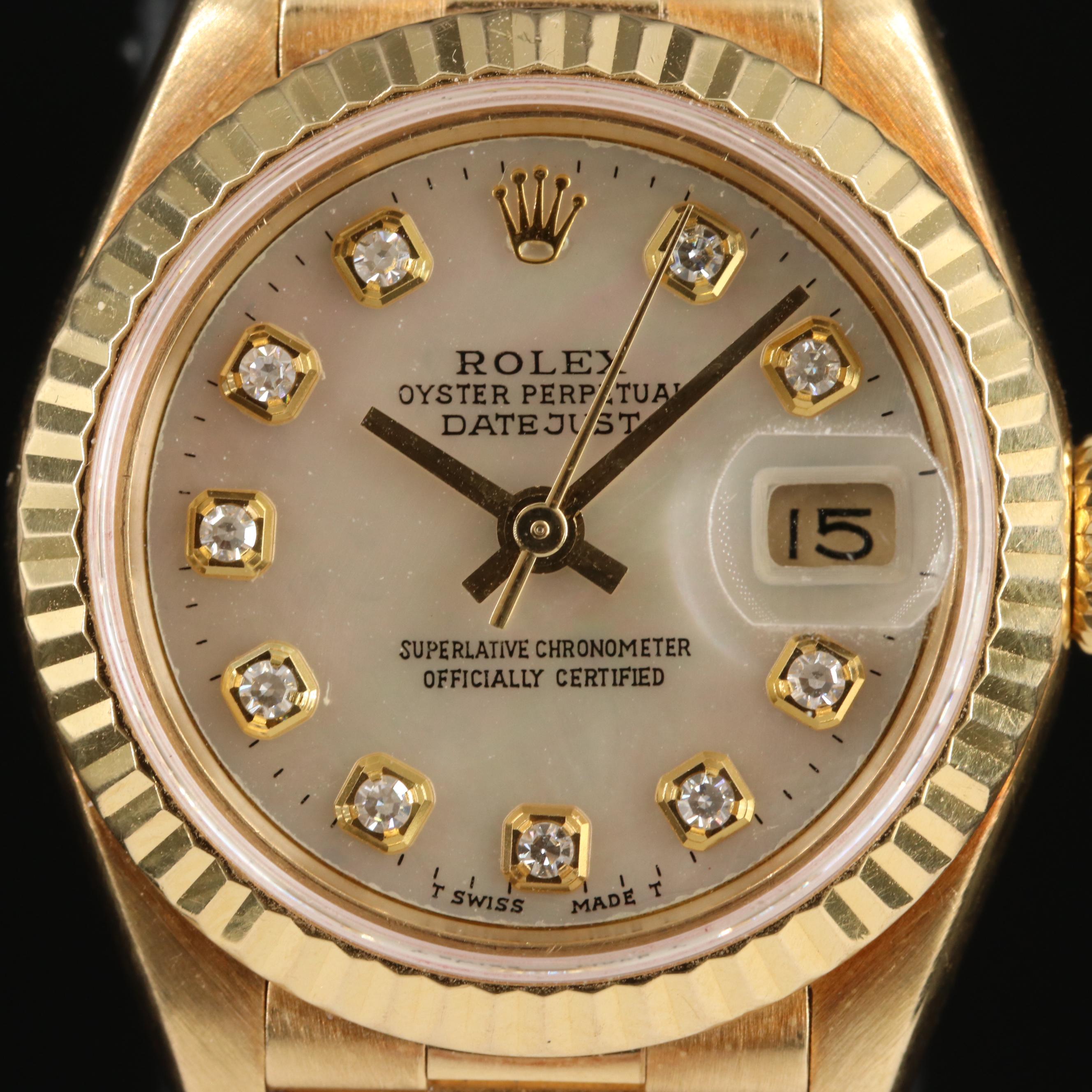 1993 Rolex Datejust Watch with Mother-of-Pearl, Diamond Dial
