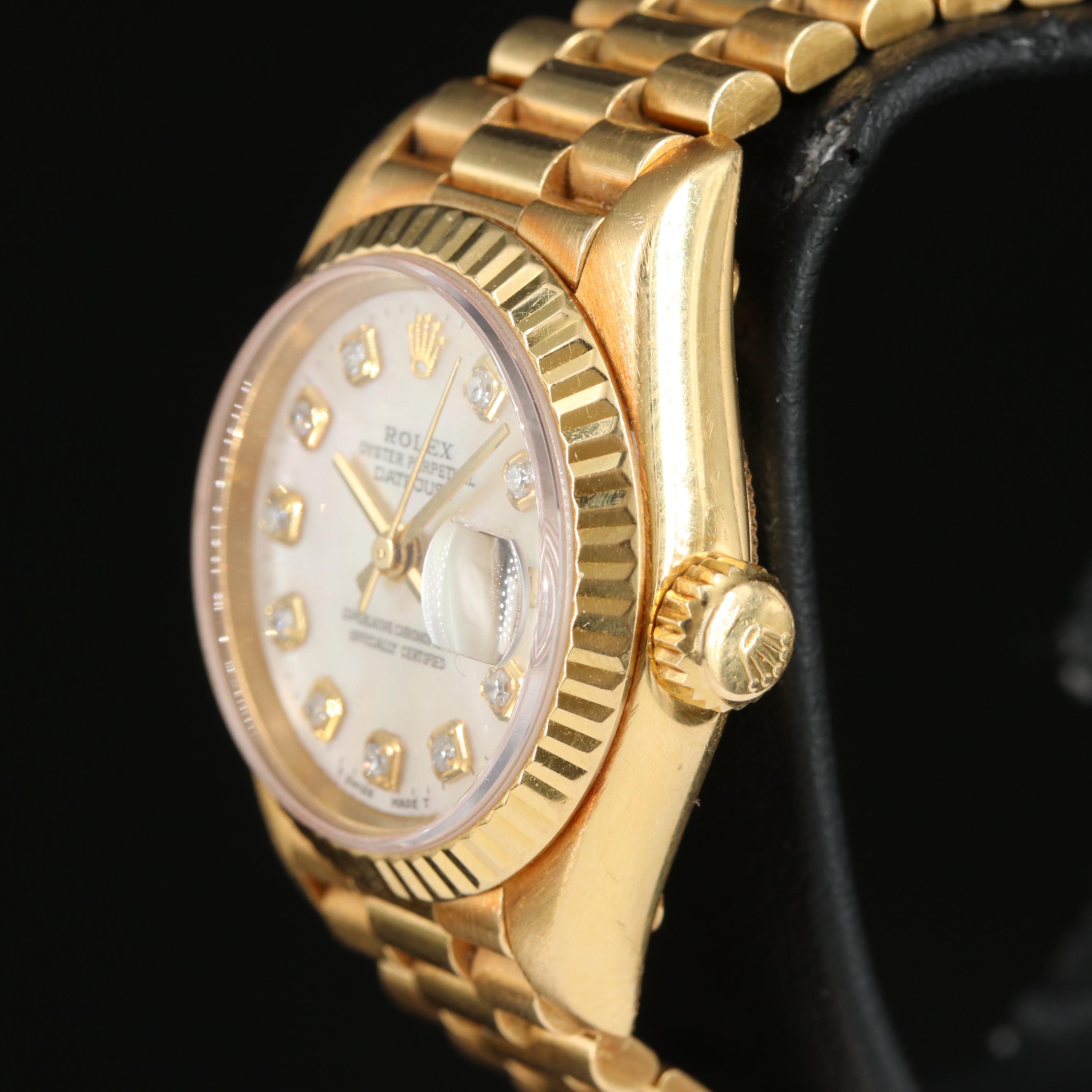 1993 Rolex Datejust Watch with Mother-of-Pearl, Diamond Dial