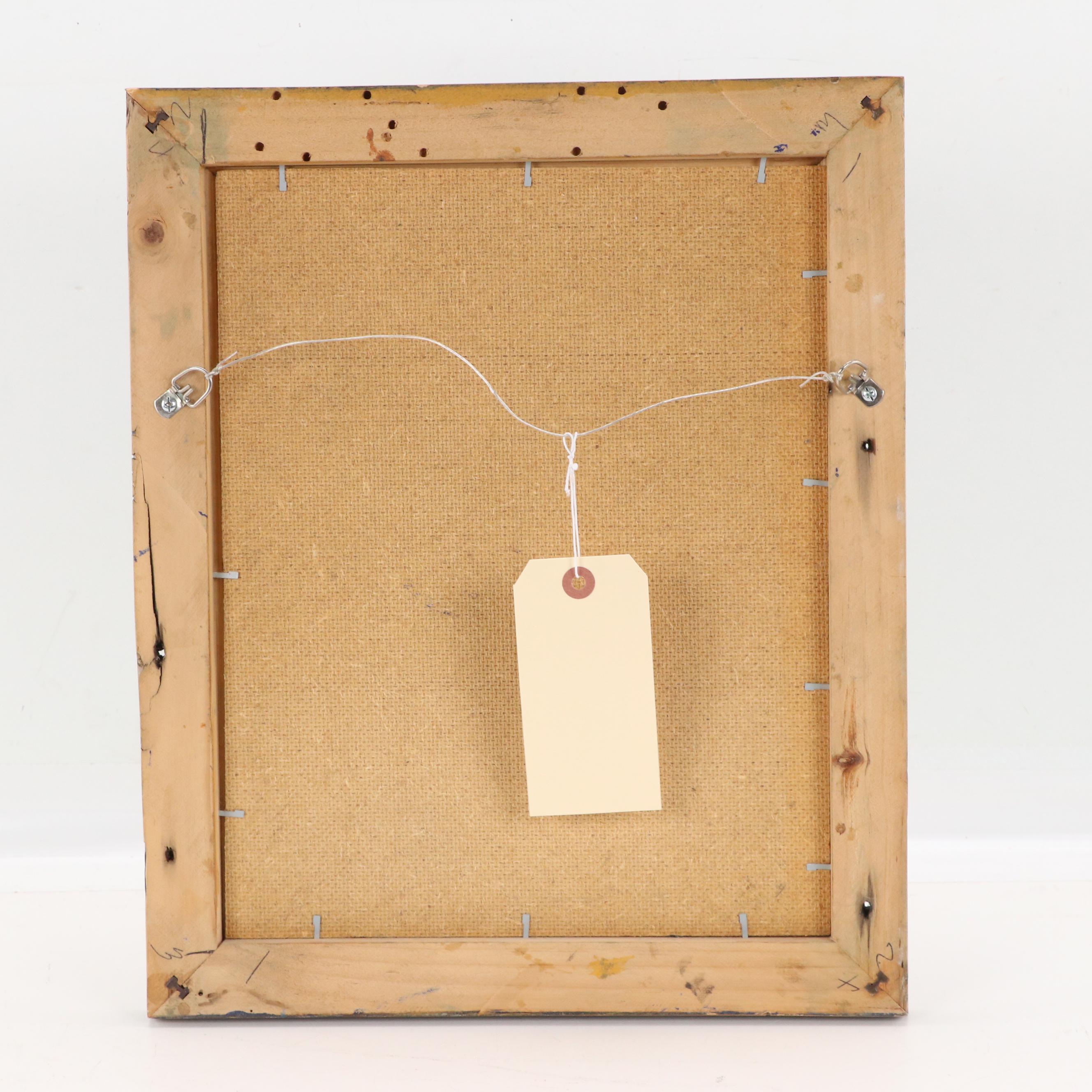 Louis Vuittonet Mixed Media Folk Art Painting of Figures with a Lizard