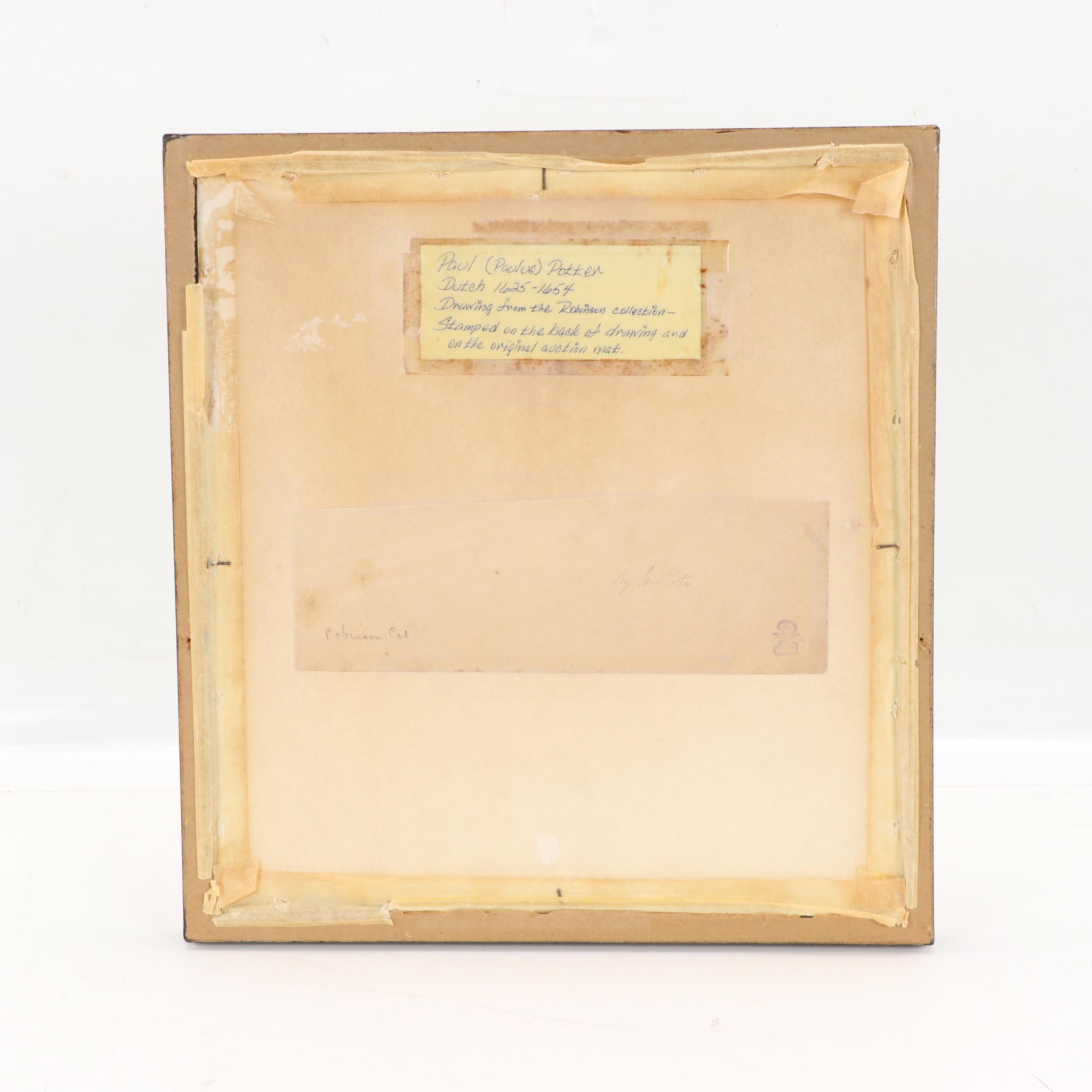 Dutch School Ink Drawing of Pastoral Scene with Woman and Cows