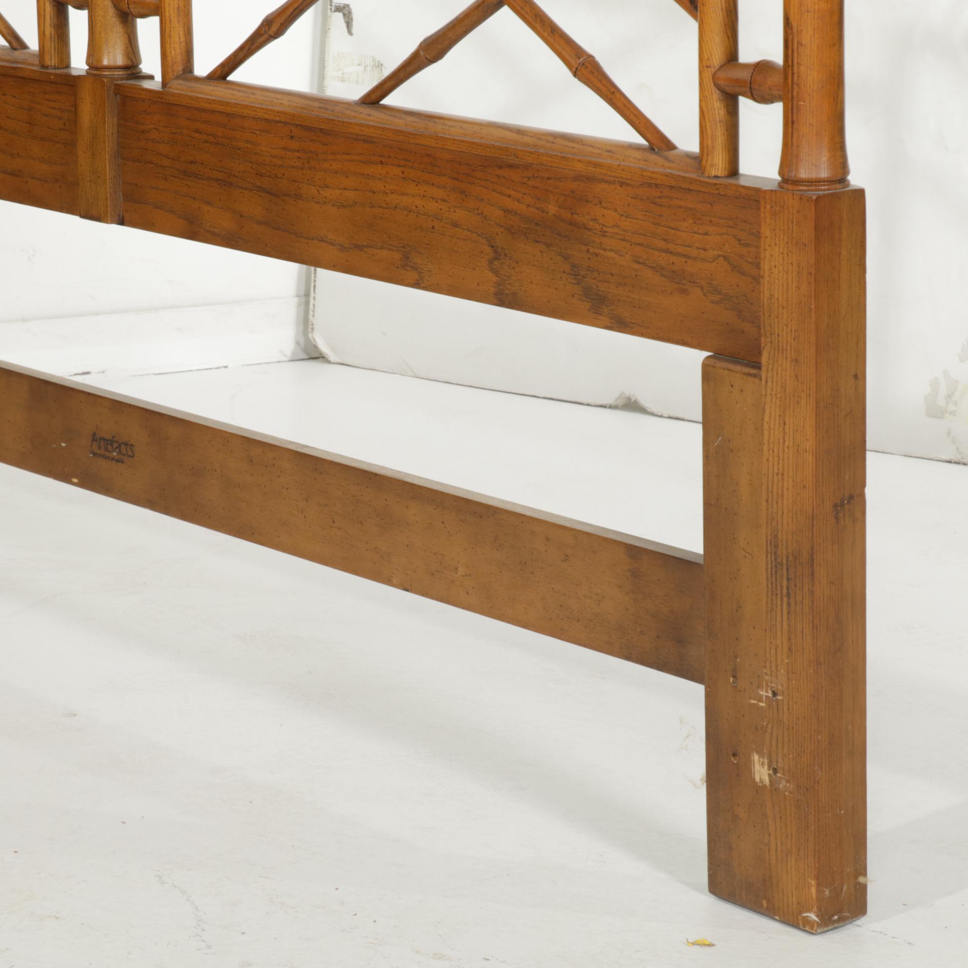 Henredon "Artefacts" Pecan Campaign Style Dresser with King Size Headboard