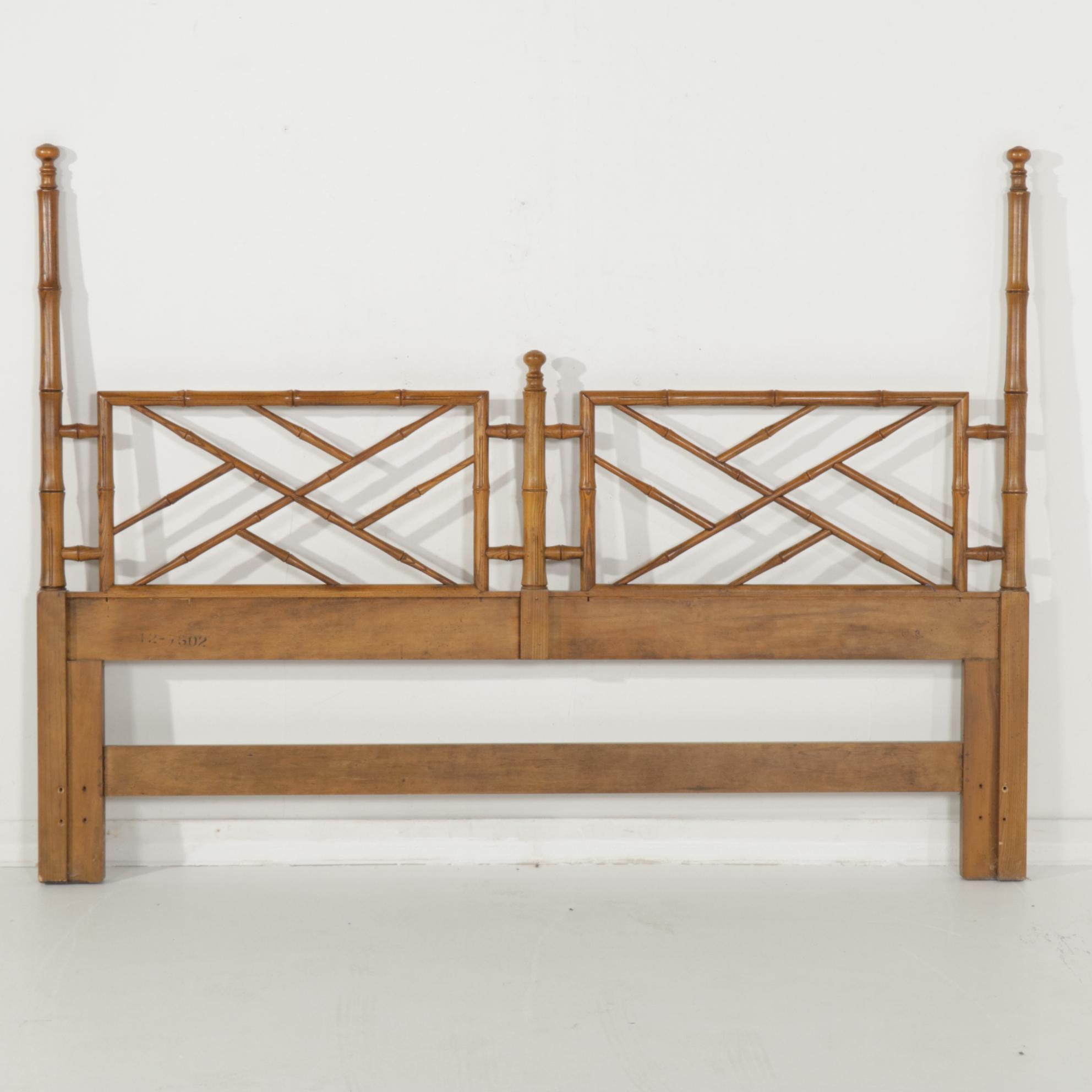 Henredon "Artefacts" Pecan Campaign Style Dresser with King Size Headboard