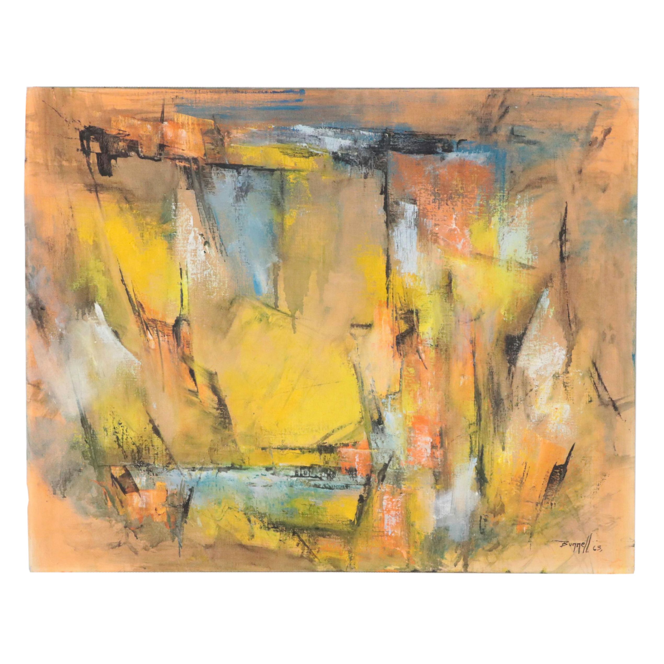 Charles Ragland Bunnell Abstract Expressionist Oil Painting, 1963