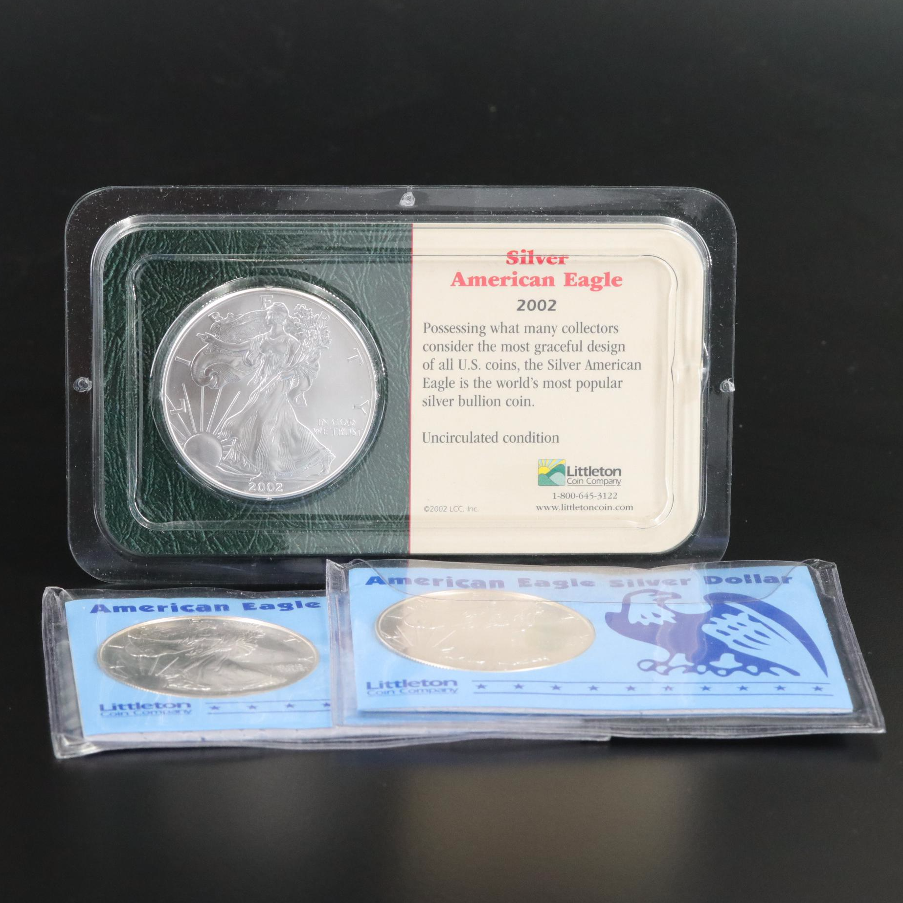 Three Different Date Uncirculated American Silver Eagles