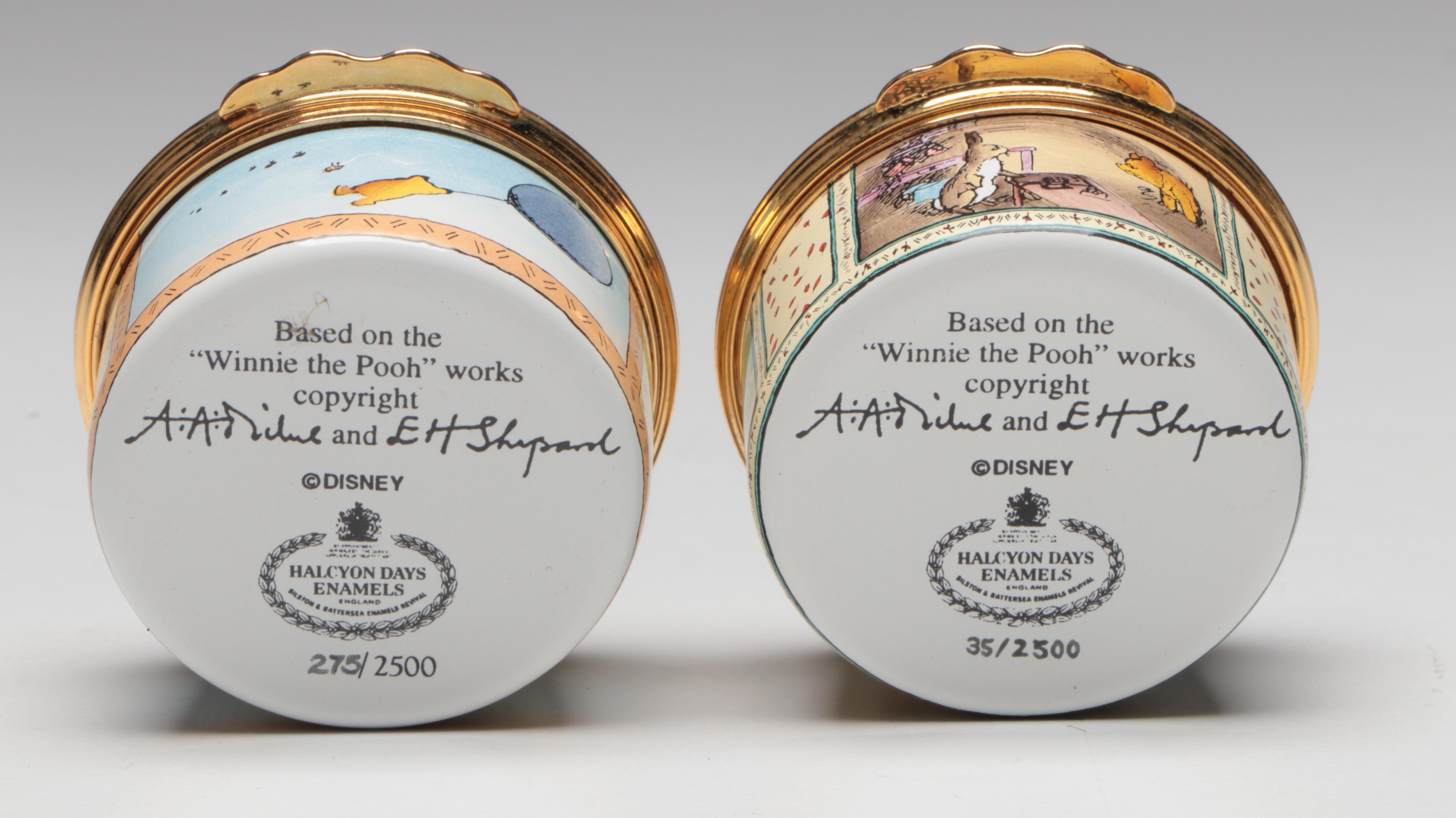 Halcyon Days and Disney "Winnie the Pooh" Porcelain and Enamel Boxes