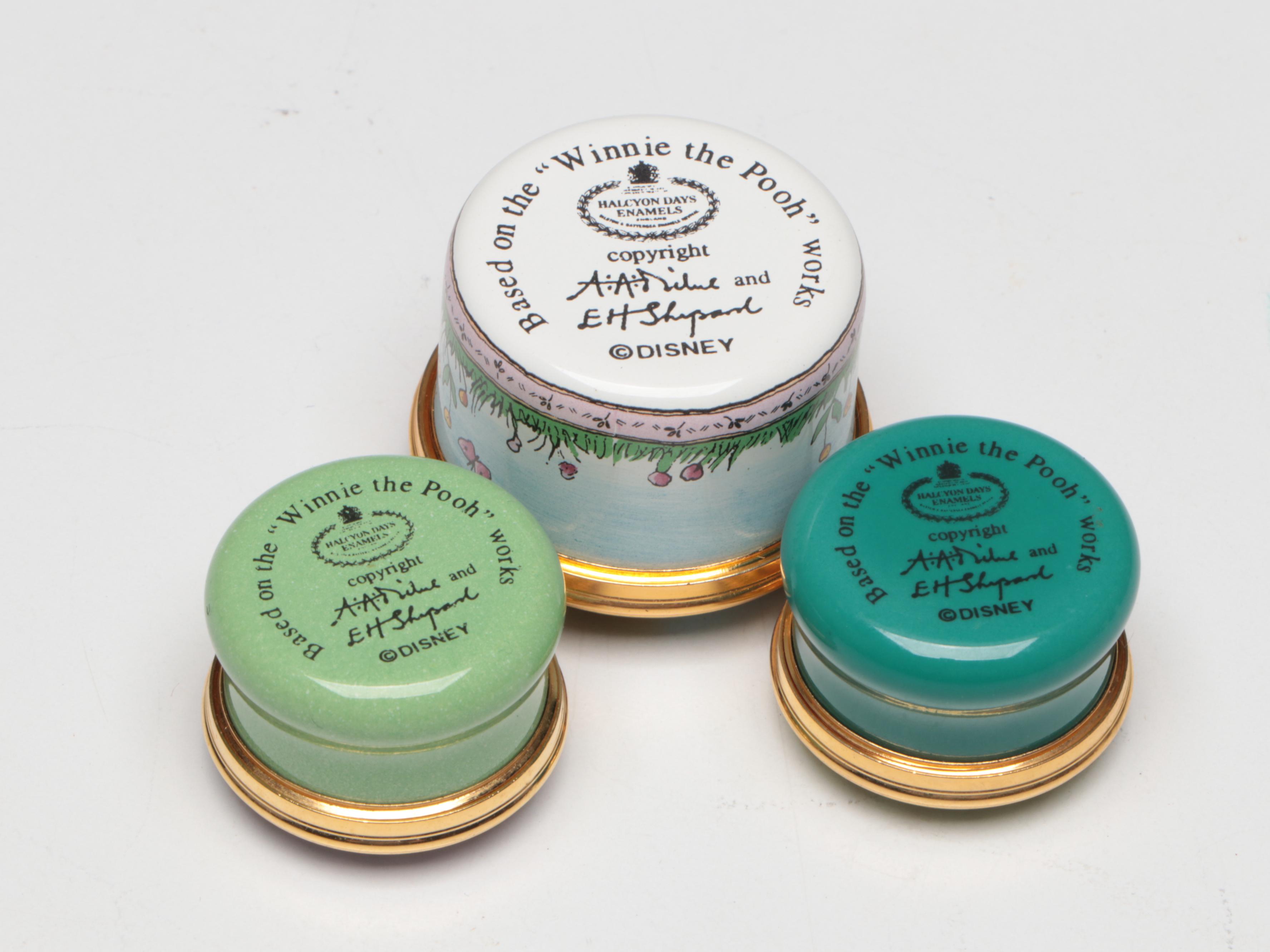 Halcyon Days and Disney "Winnie the Pooh" Porcelain and Enamel Boxes