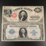 Two Large Format $1 U.S. Currency Notes