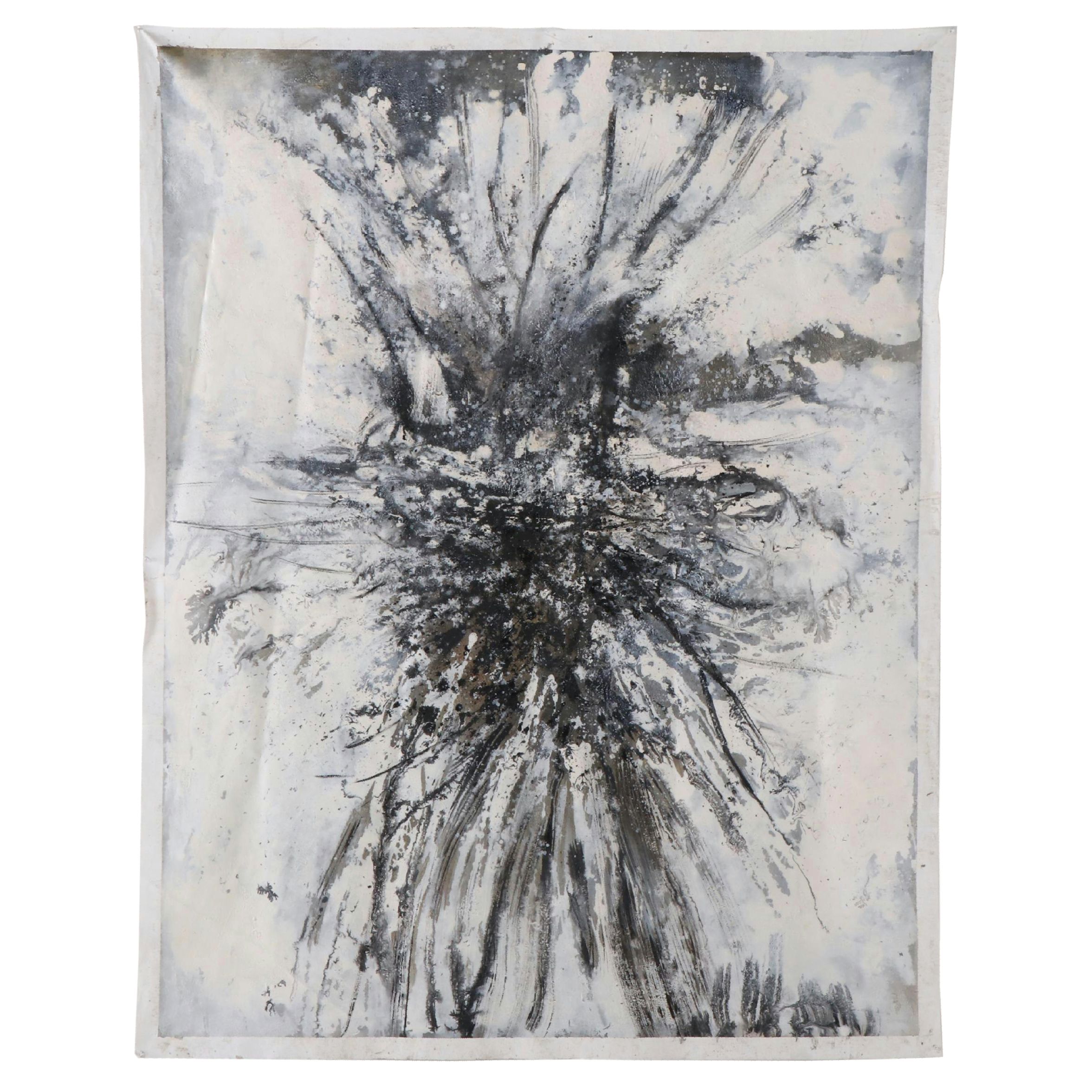 Large-Scale Abstract Oil Painting on Unstretched Canvas