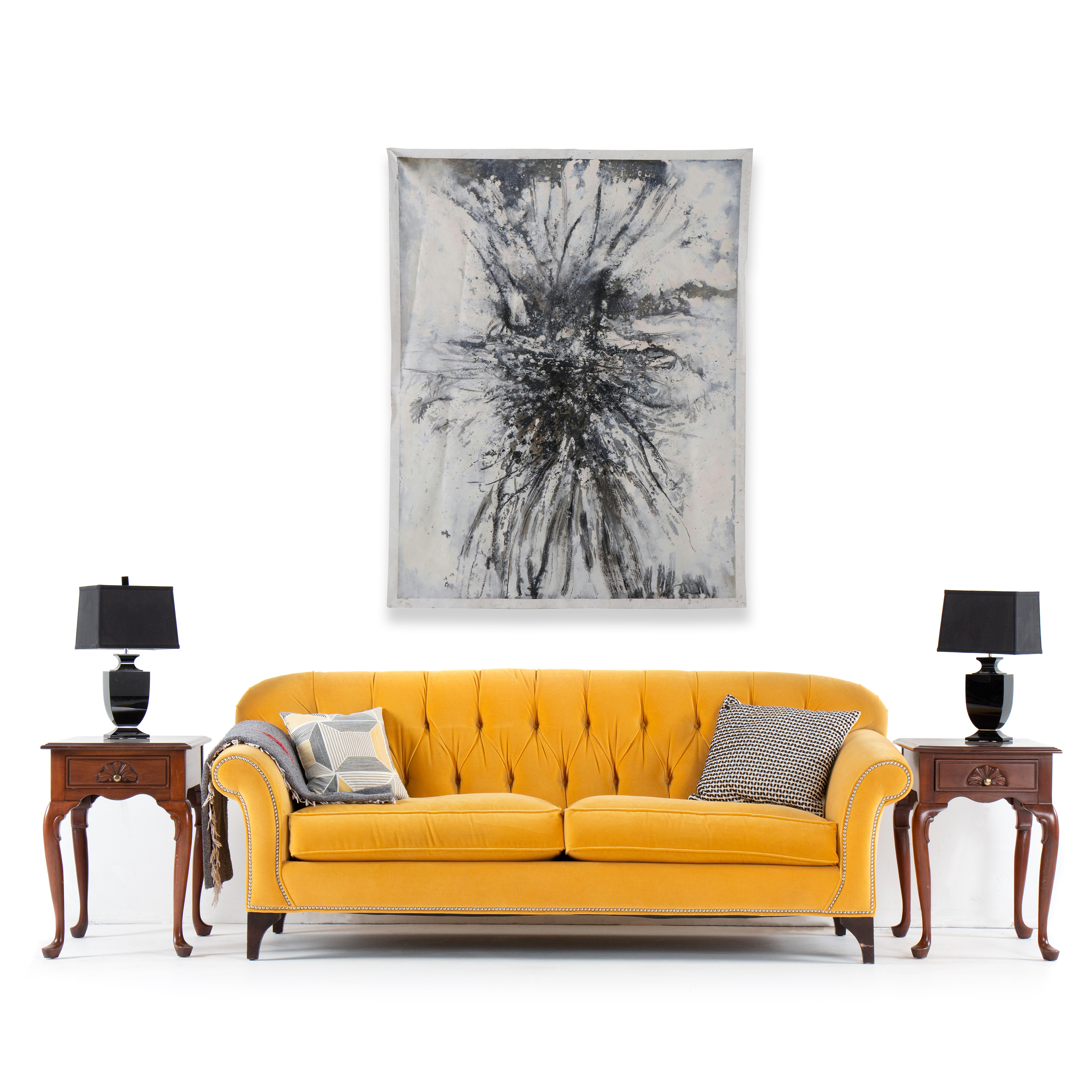 Large-Scale Abstract Oil Painting on Unstretched Canvas