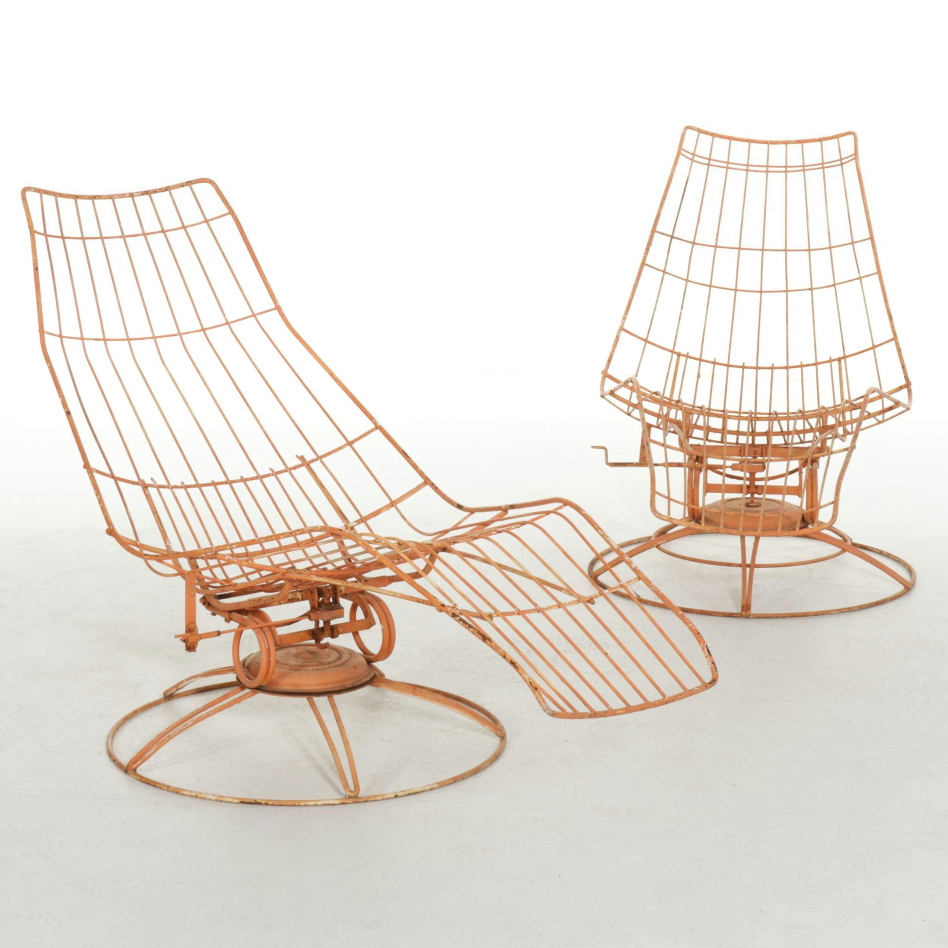 Mid Century Modern Wire Banana Lounge Chairs Including Homecrest "Siesta"