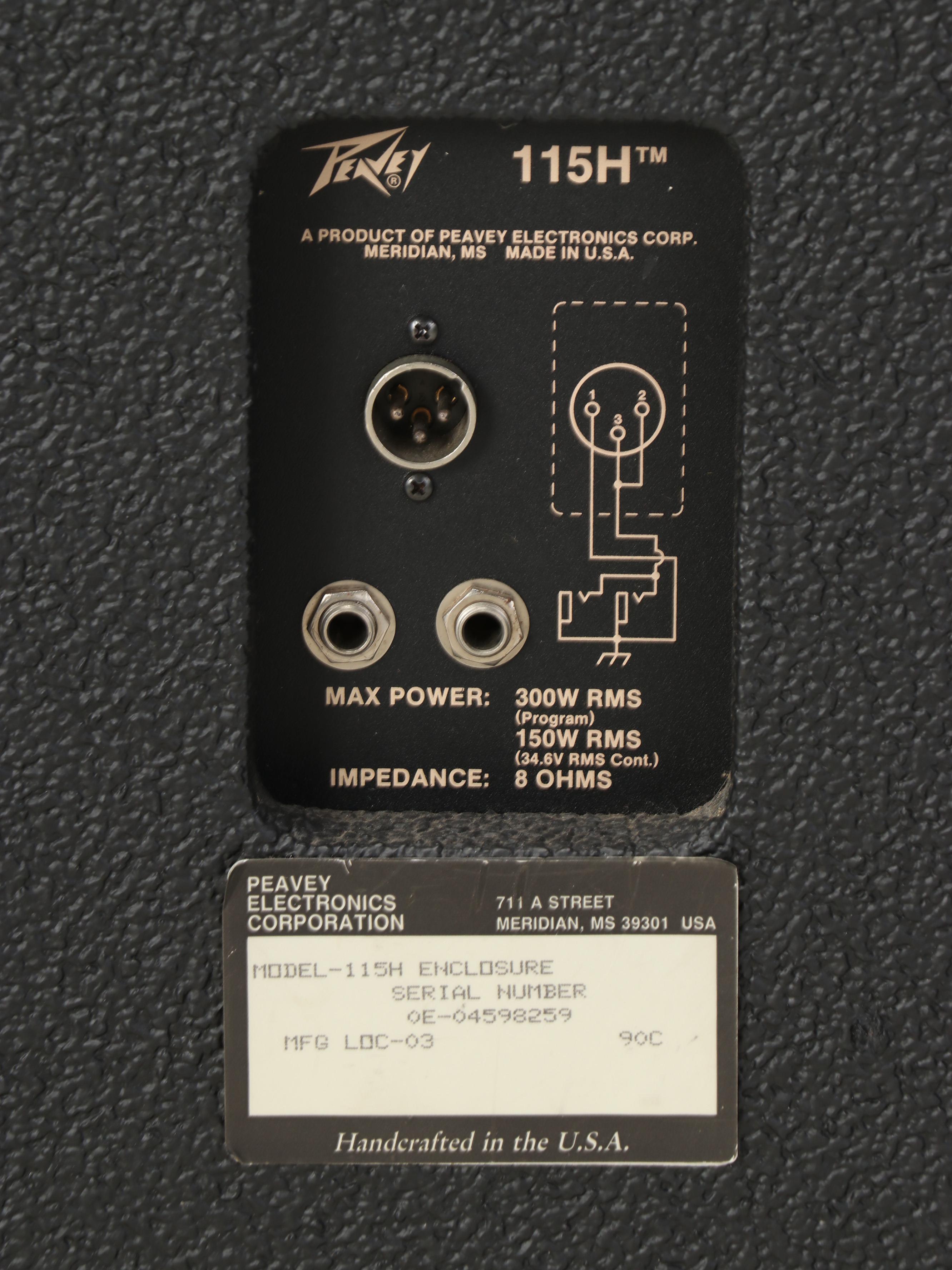 Pair of Peavey 115H 300 Watt Loudspeakers