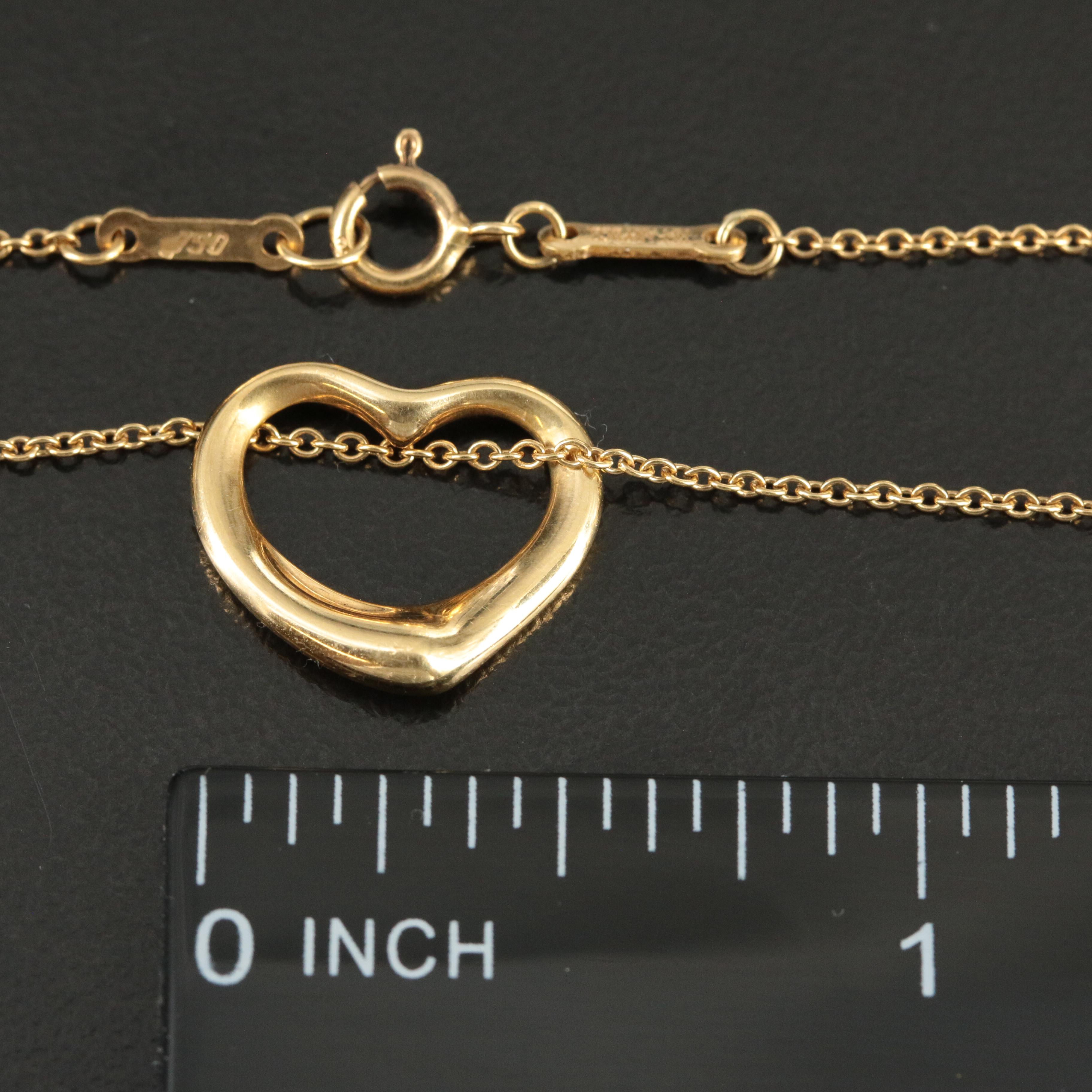 Elsa Peretti for Tiffany & Co. "Open Heart" 18K Pendant Necklace