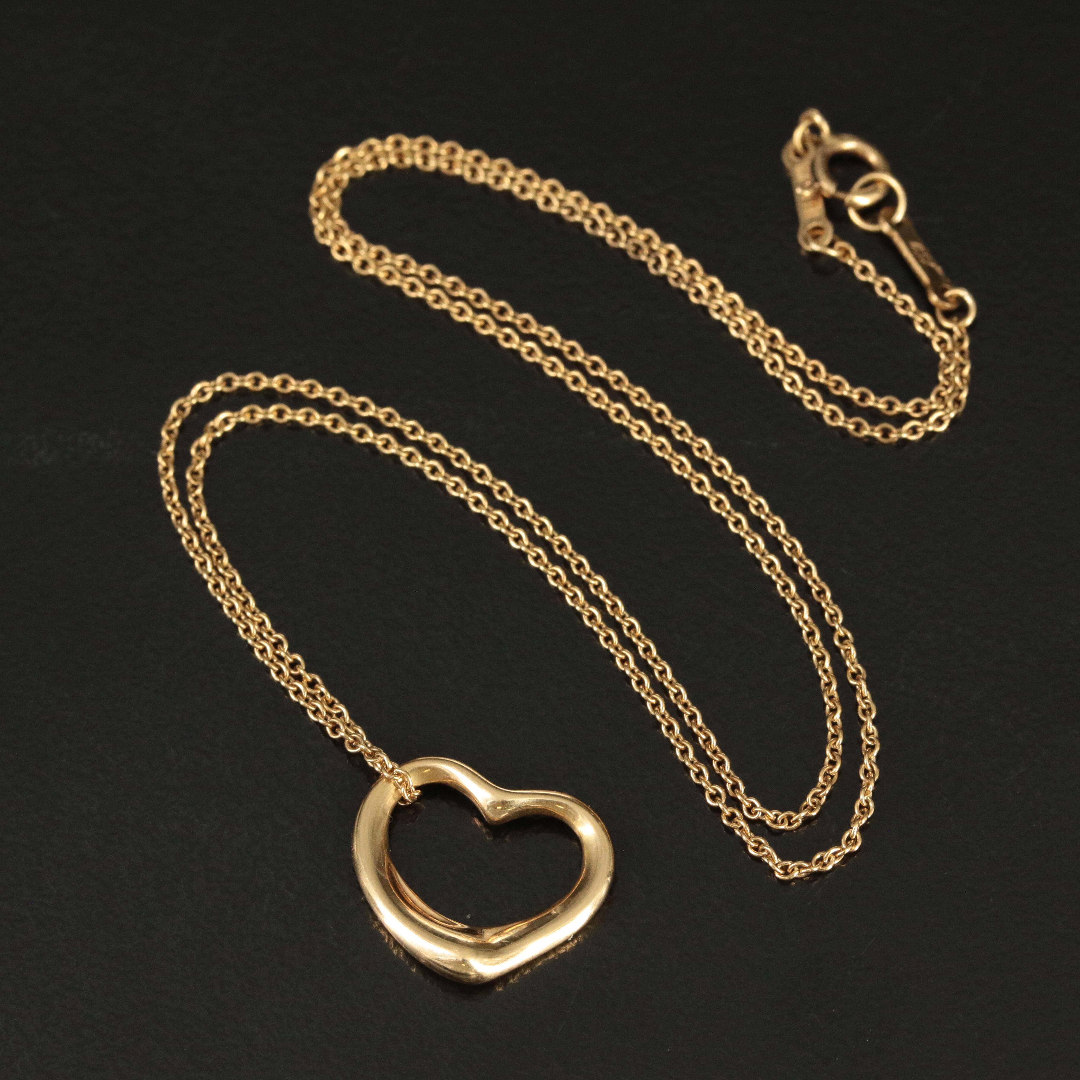 Elsa Peretti for Tiffany & Co. "Open Heart" 18K Pendant Necklace