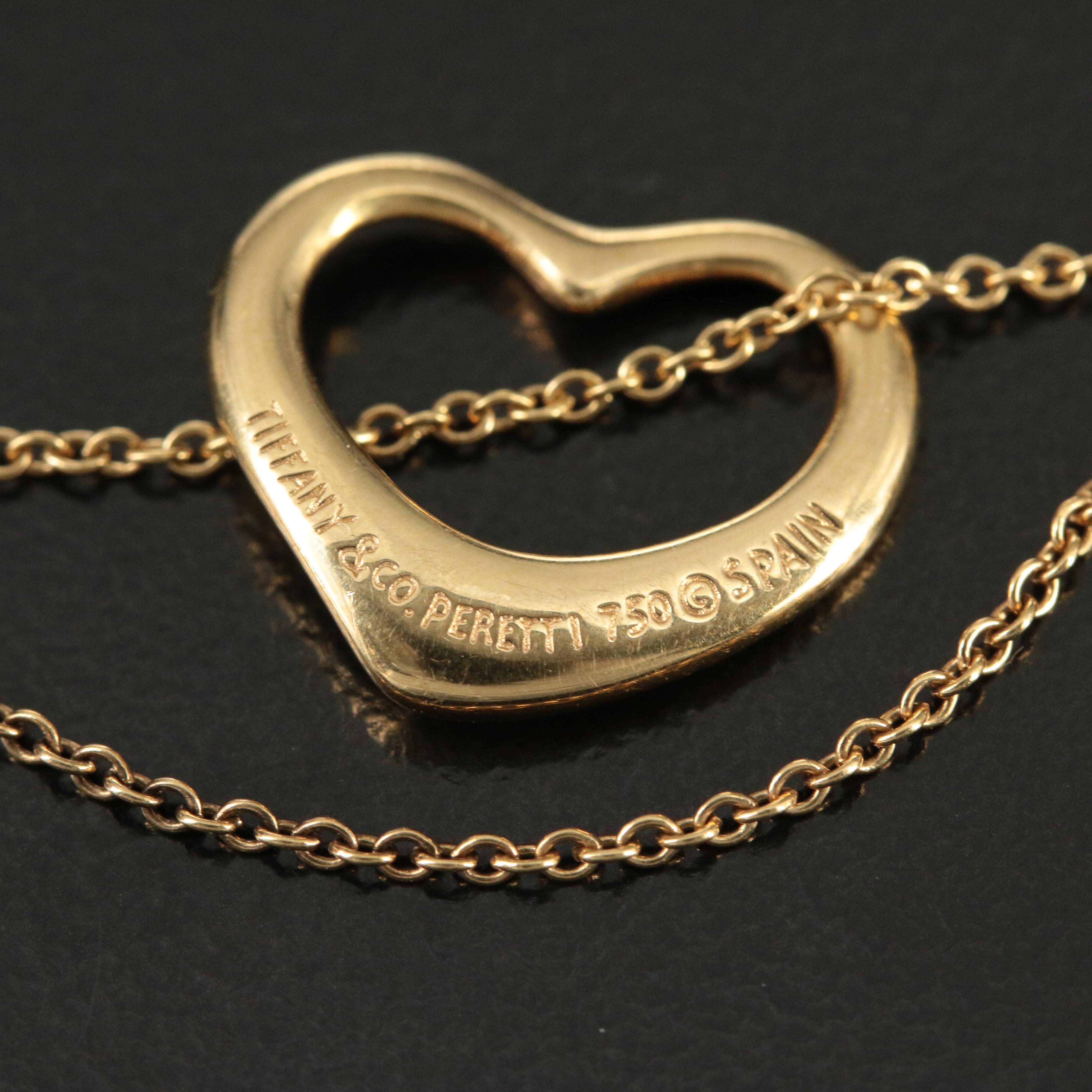 Elsa Peretti for Tiffany & Co. "Open Heart" 18K Pendant Necklace