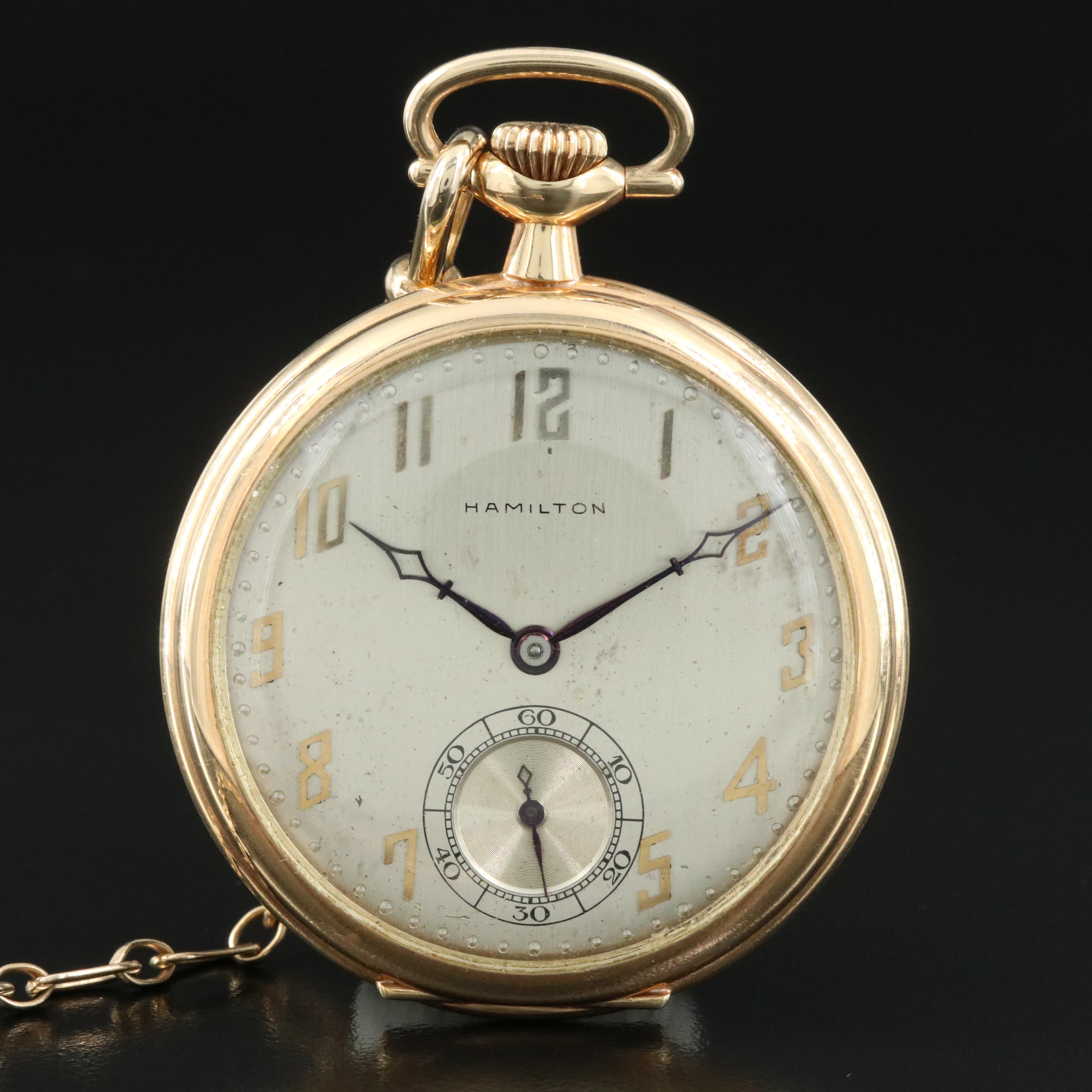 14K Hamilton Open Face Pocket Watch