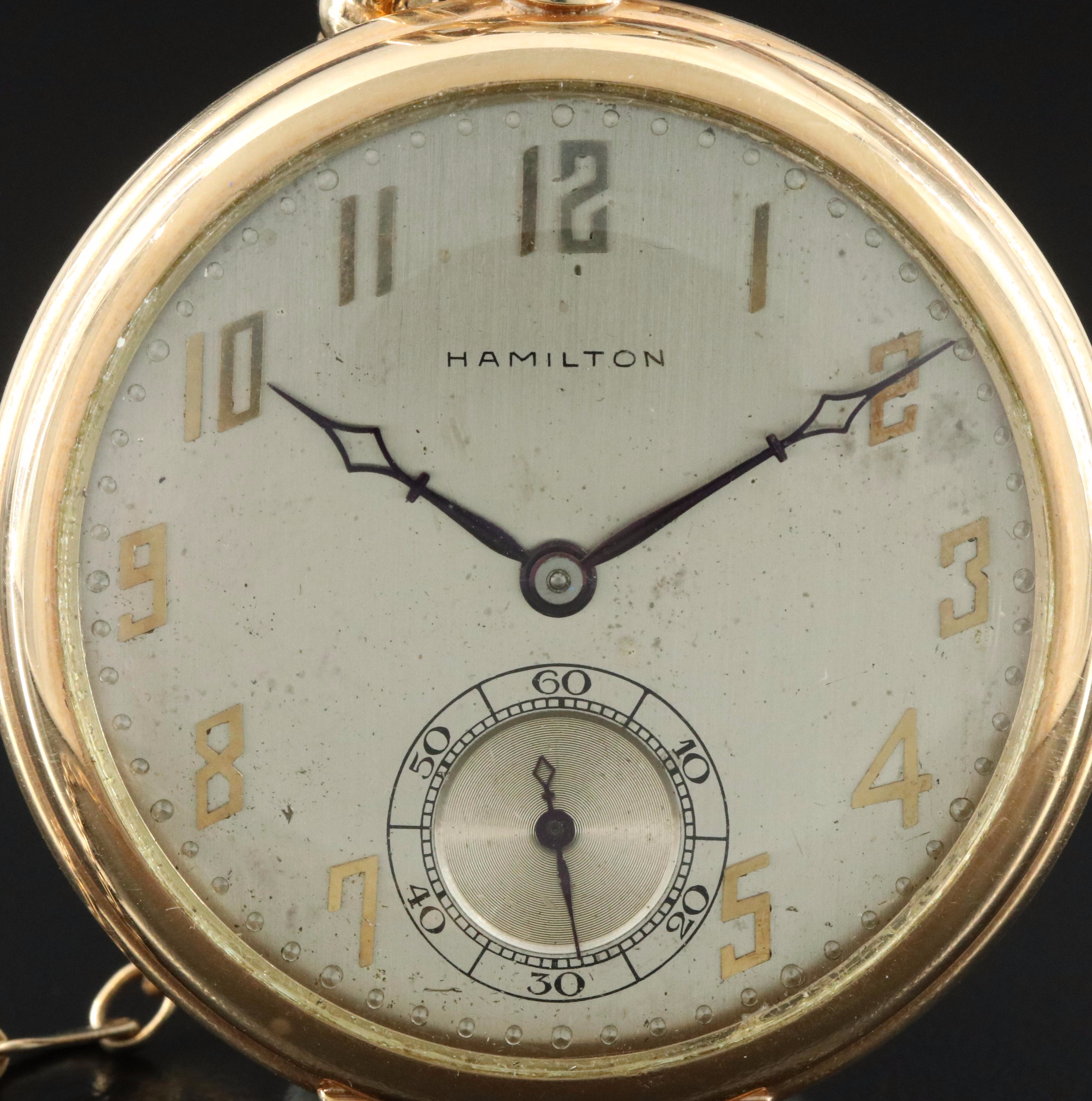 14K Hamilton Open Face Pocket Watch