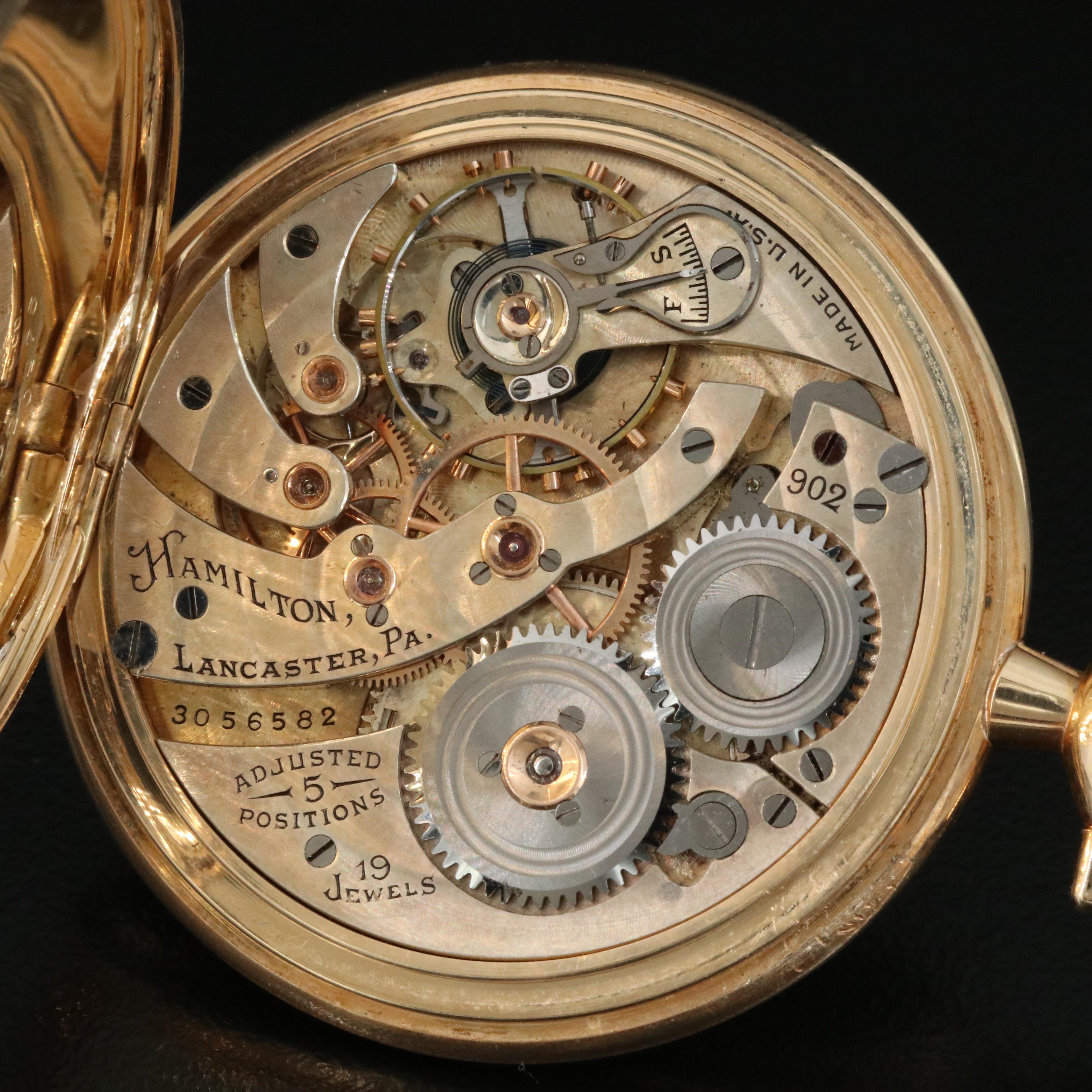 14K Hamilton Open Face Pocket Watch