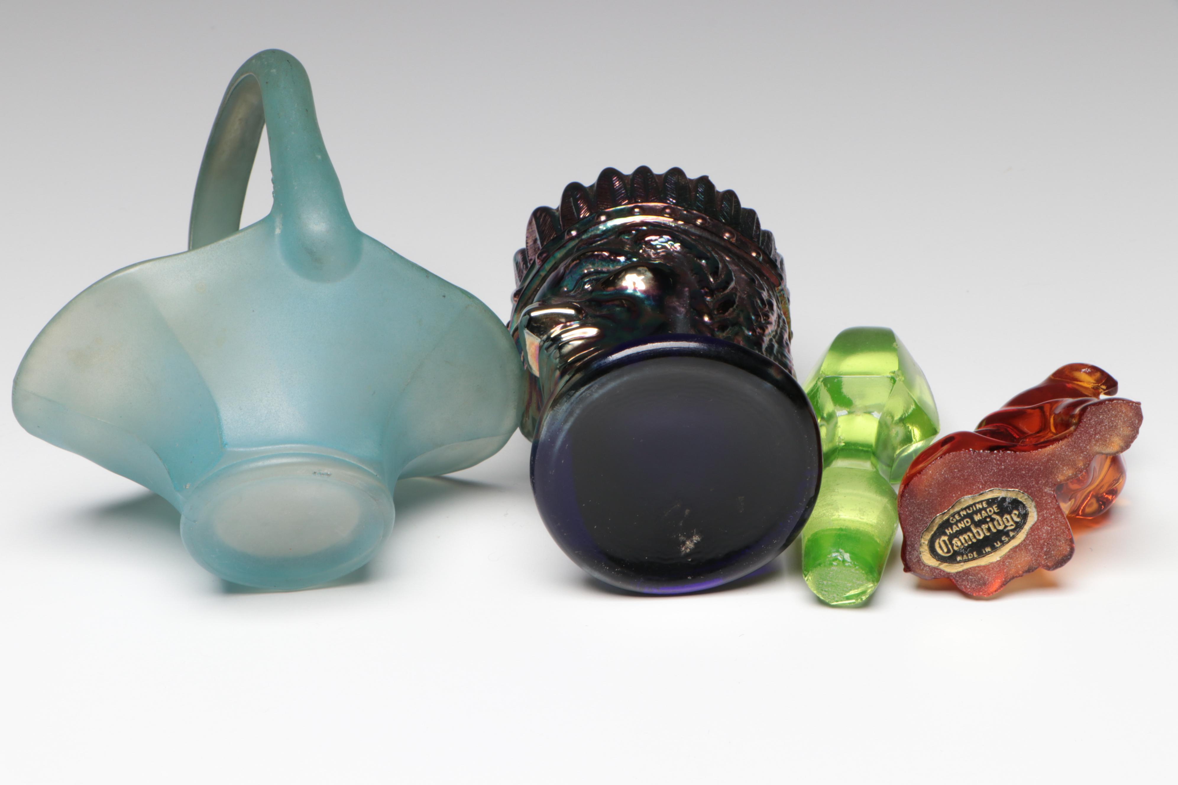 St. Clair Iridescent Carnival Indian Head Toothpick Holder with Other Décor