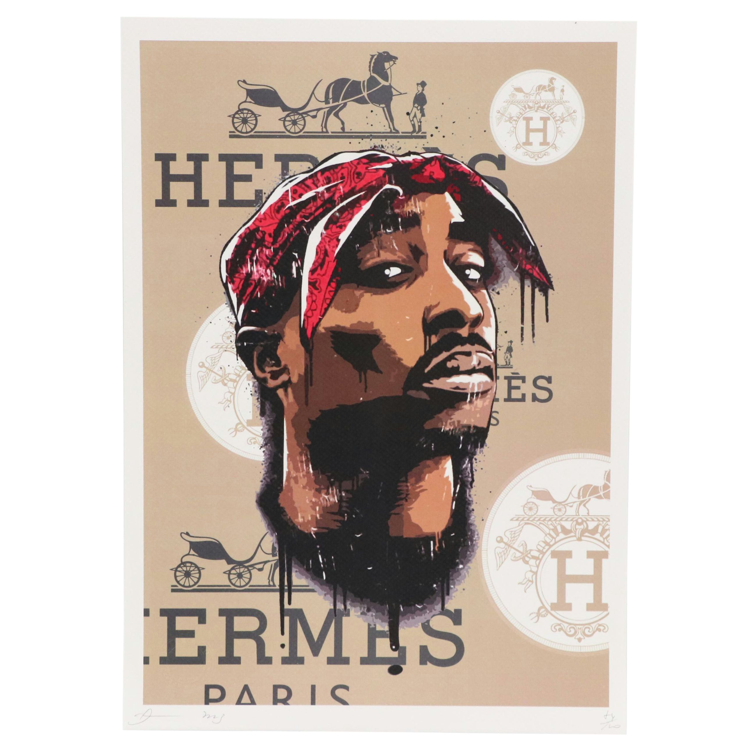 Death NYC Pop Art Graphic Print of Tupac Shakur x Hermès