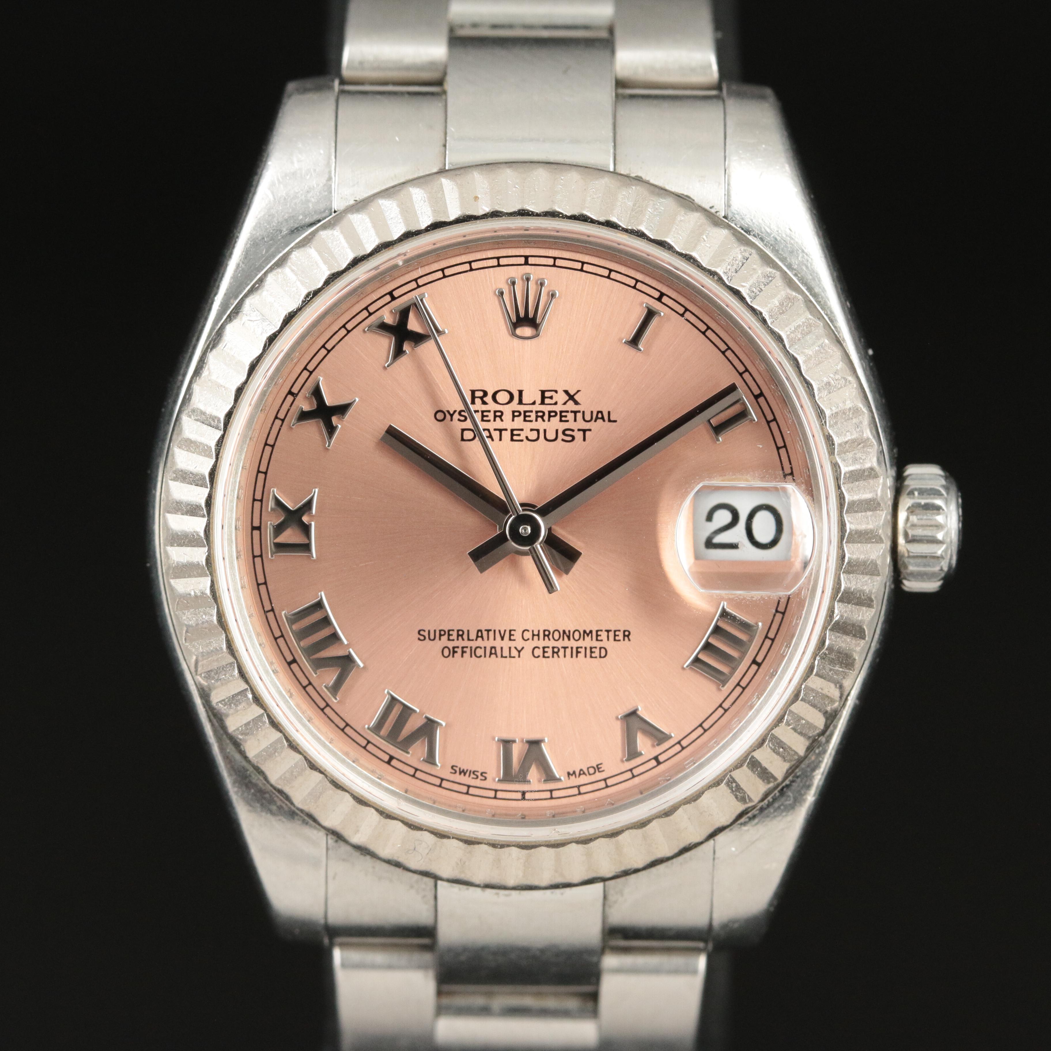 2008 Rolex Salmon Roman Dial Datejust Watch